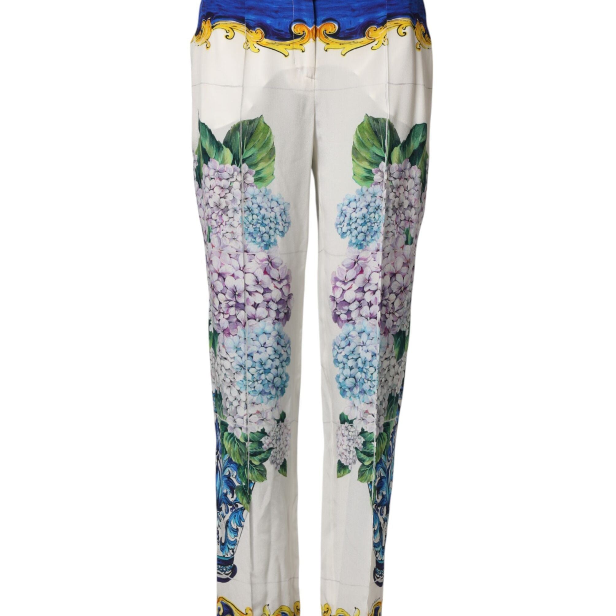 Dolce & Gabbana Multicolor Floral Pattern Straight Leg Pants