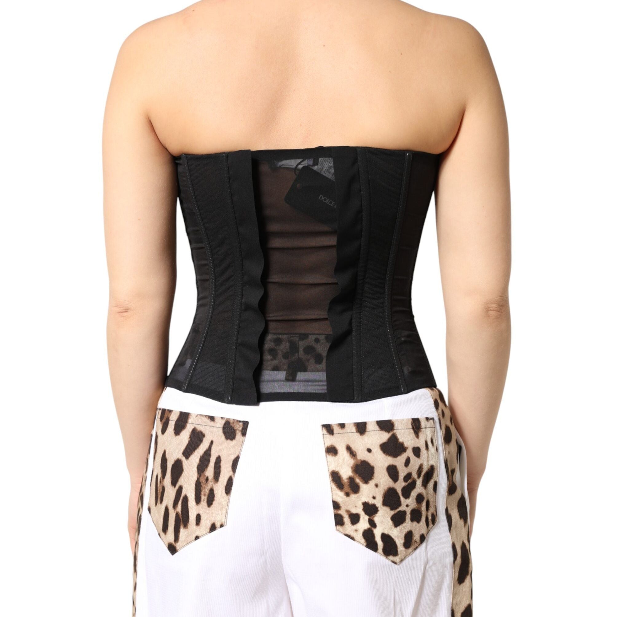 Dolce & Gabbana Black Silk Lace Bustier Corset Strapless Top