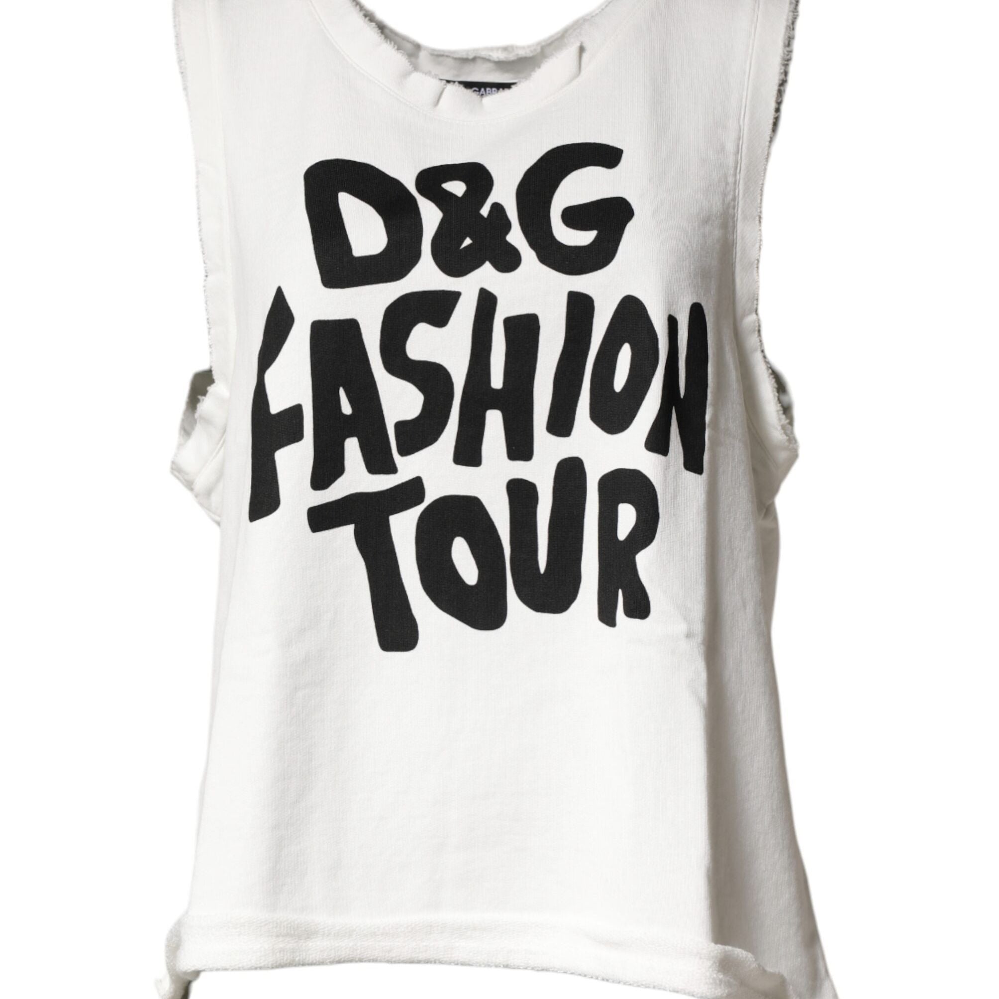 Dolce & Gabbana White Graphic CrewNeck Sleeveless Tank T-shirt