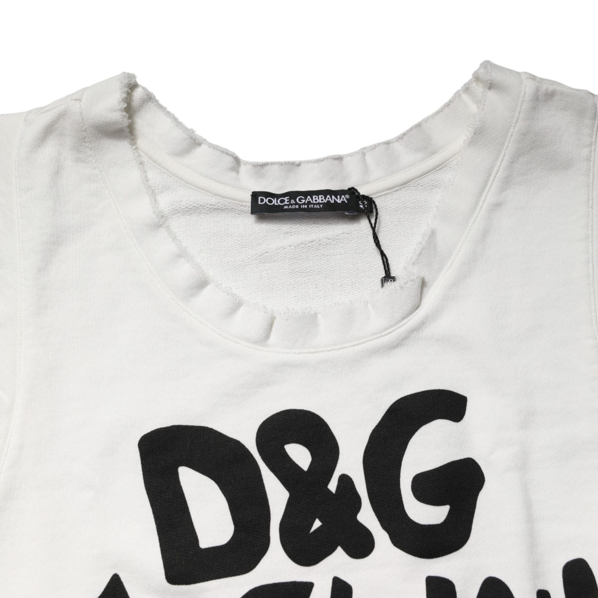 Dolce & Gabbana White Graphic CrewNeck Sleeveless Tank T-shirt
