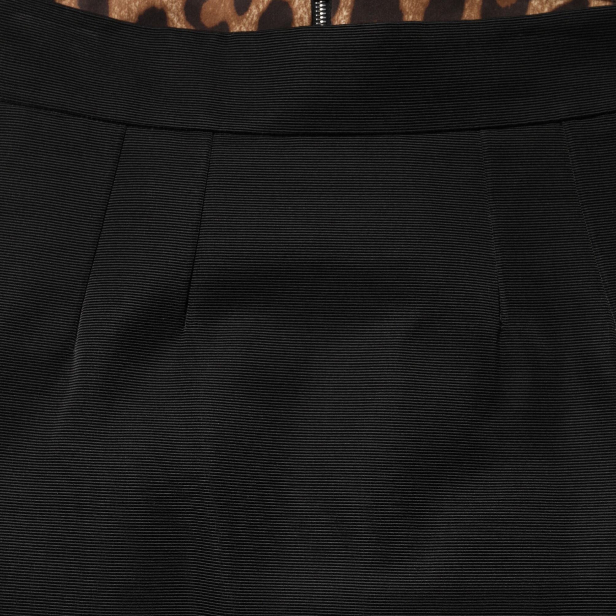 Dolce & Gabbana Black Cotton Pencil Cut High Waist Midi Skirt