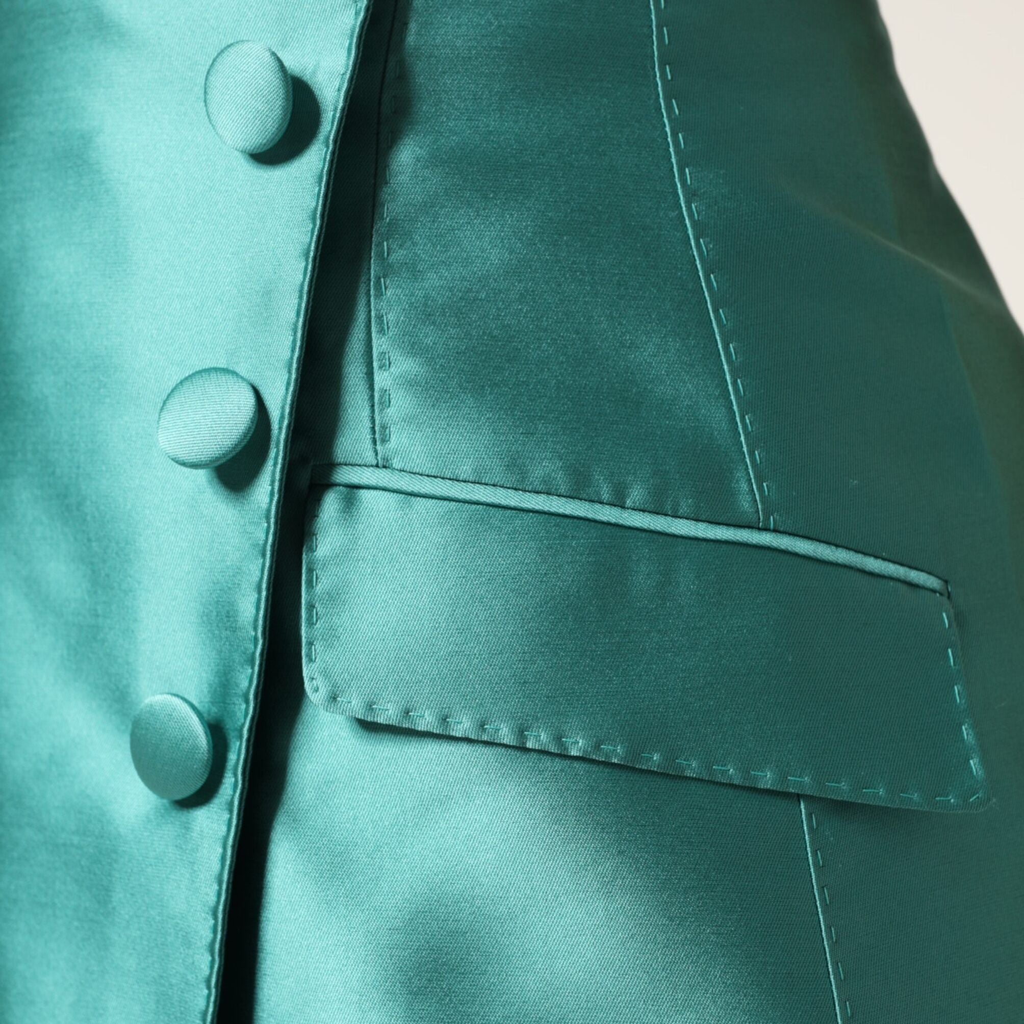 Dolce & Gabbana Green Polyester Button High Waist Mini Skirt
