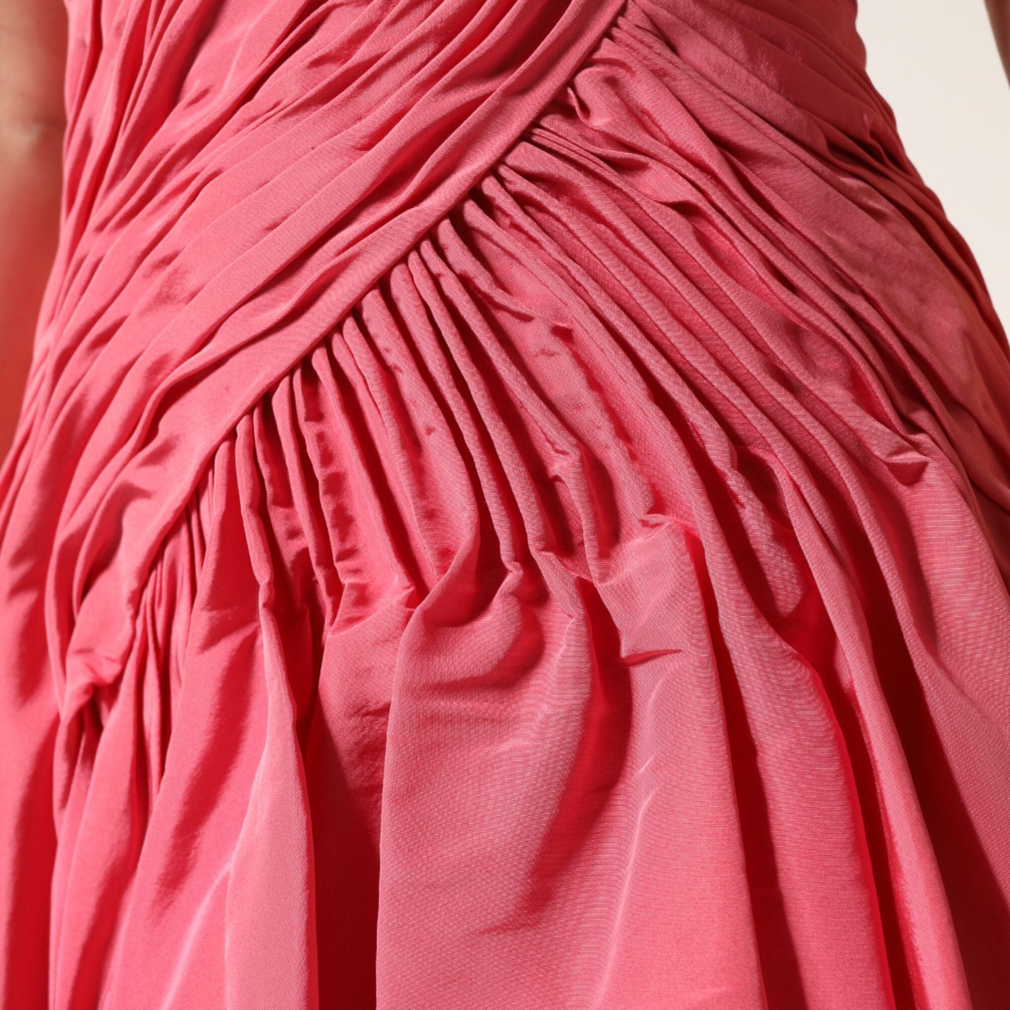 Dolce & Gabbana Pink Silk Pleated High Waist Midi Skirt