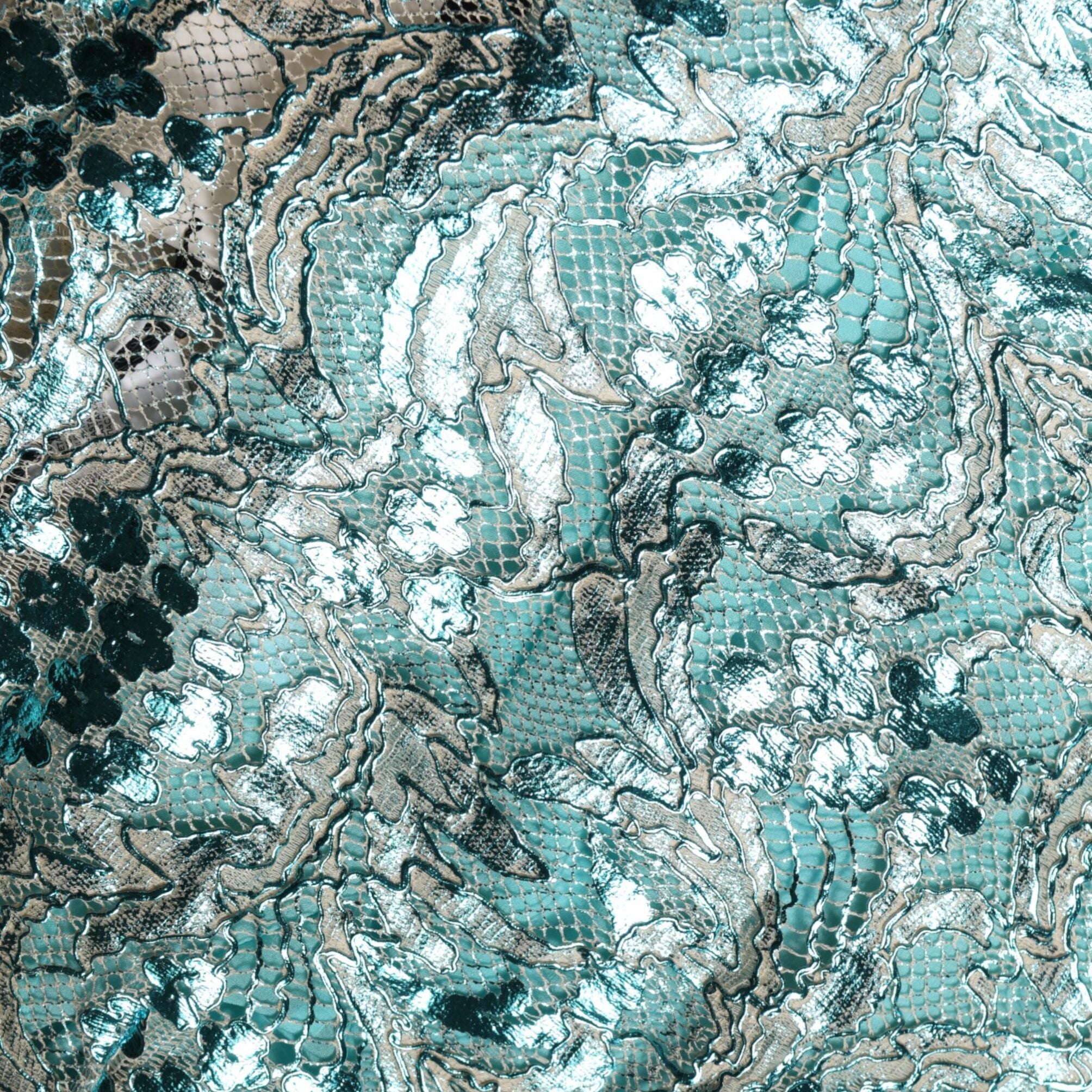 Dolce & Gabbana Blue Floral Brocade High Waist Mini Skirt