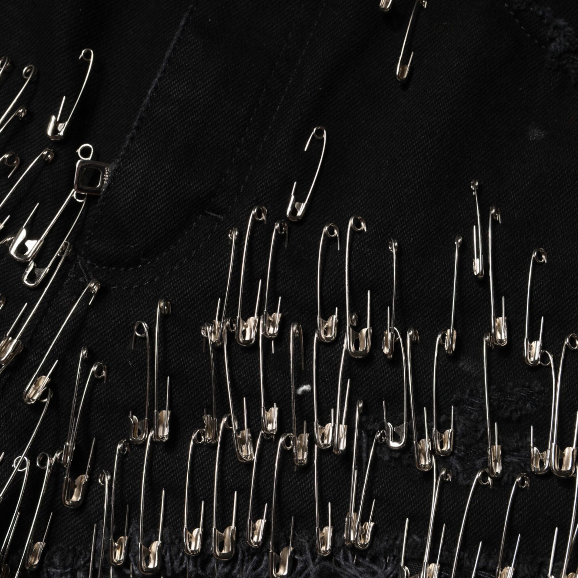 Dolce & Gabbana Black Pins Cotton Denim Hot Pants Shorts