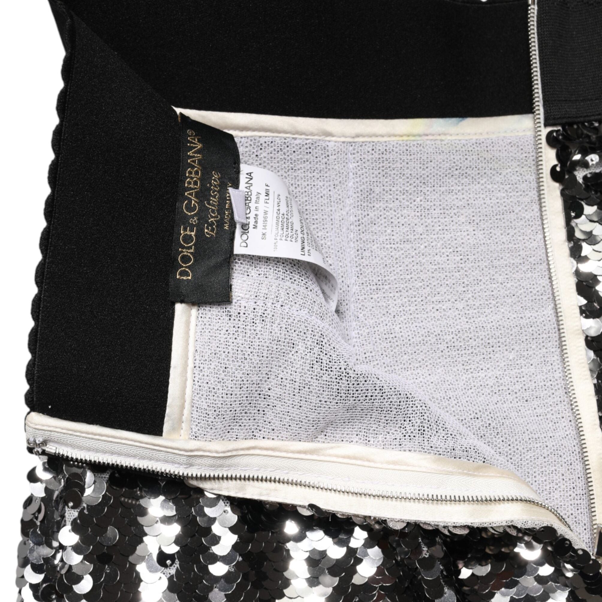 Dolce & Gabbana Metallic Gray Sequin High Waist Mermaid Skirt