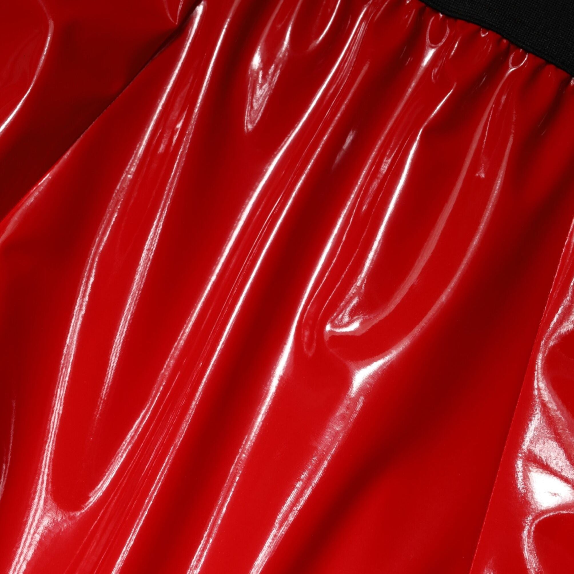 Dolce & Gabbana Glossy Red Polyester High Waist Midi Skirt