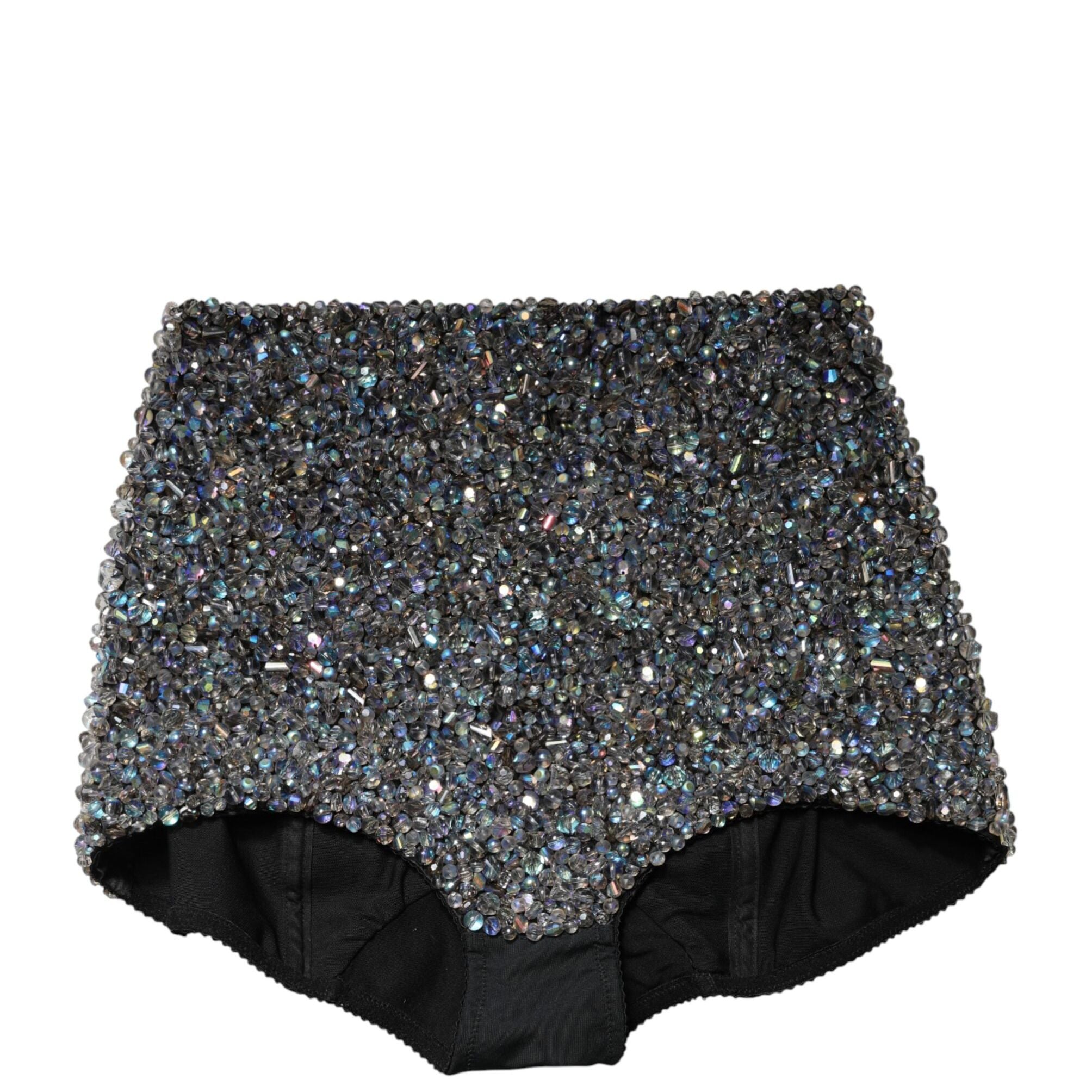 Dolce & Gabbana Multicolor Embellished High Waist Hot Pants Shorts