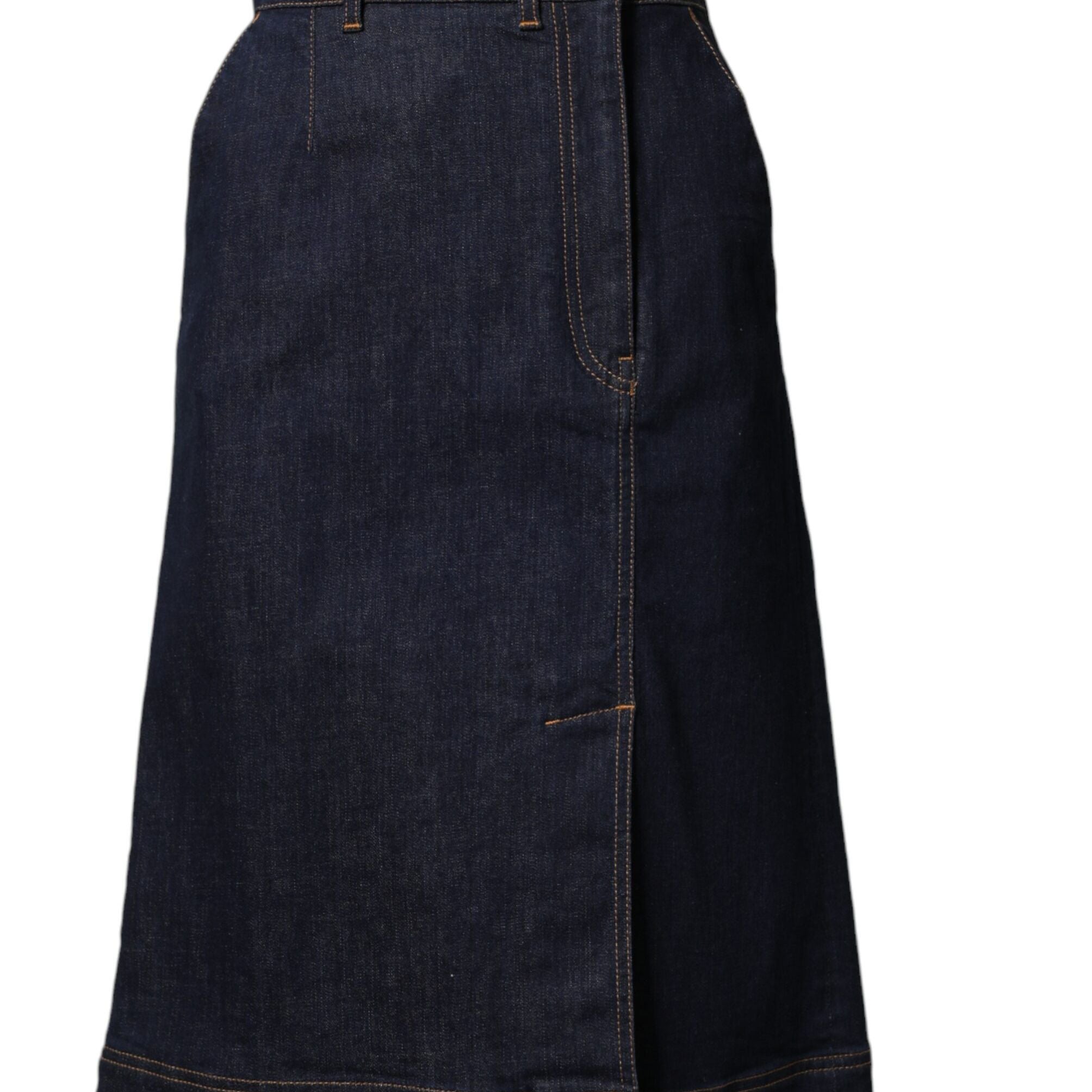 Dolce & Gabbana Dark Blue Cotton A-line Denim Midi Skirt