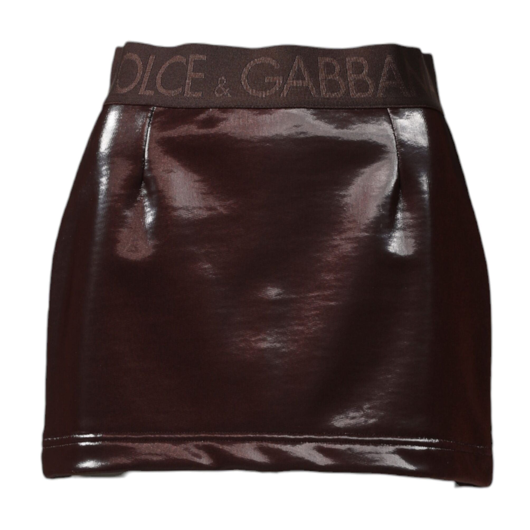 Dolce & Gabbana Dark Brown Cotton Fitted High Waist Mini Skirt