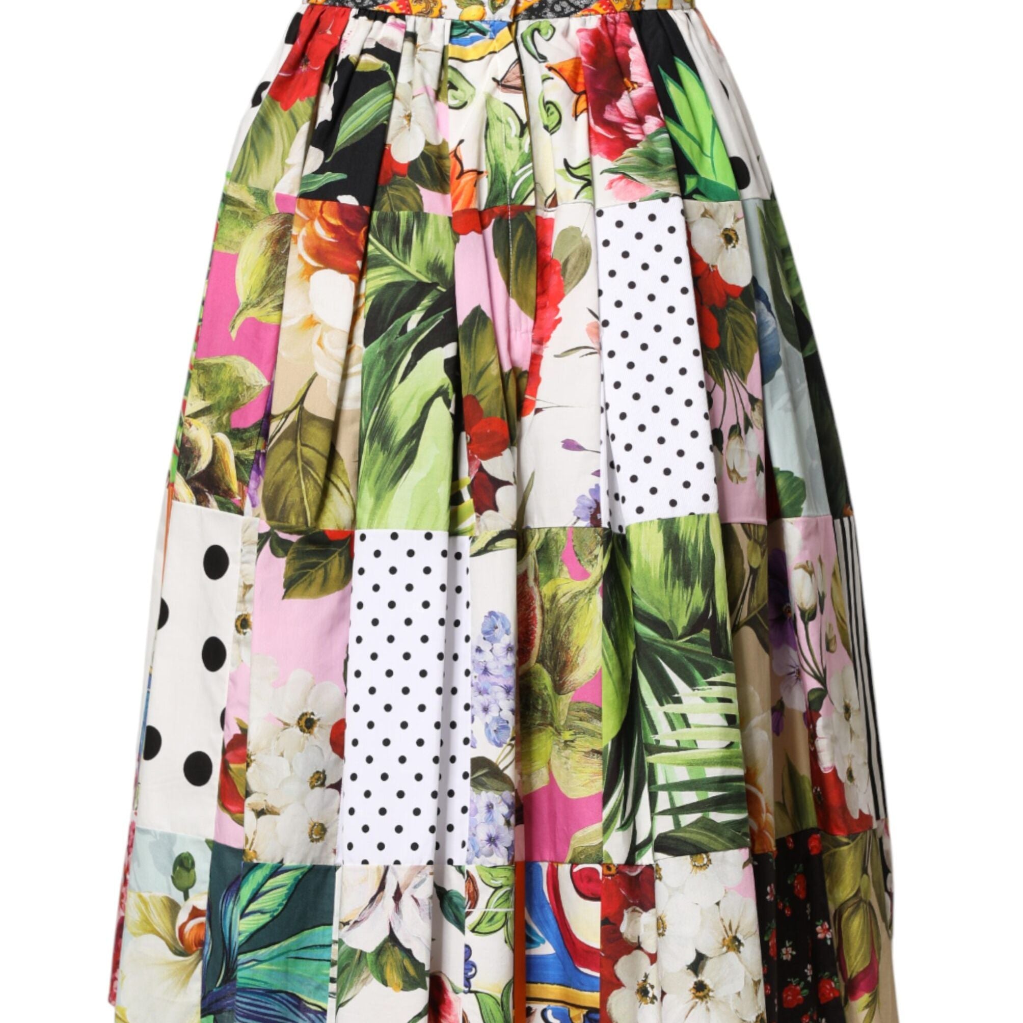 Dolce & Gabbana Multicolor Patchwork High Waist Midi Skirt