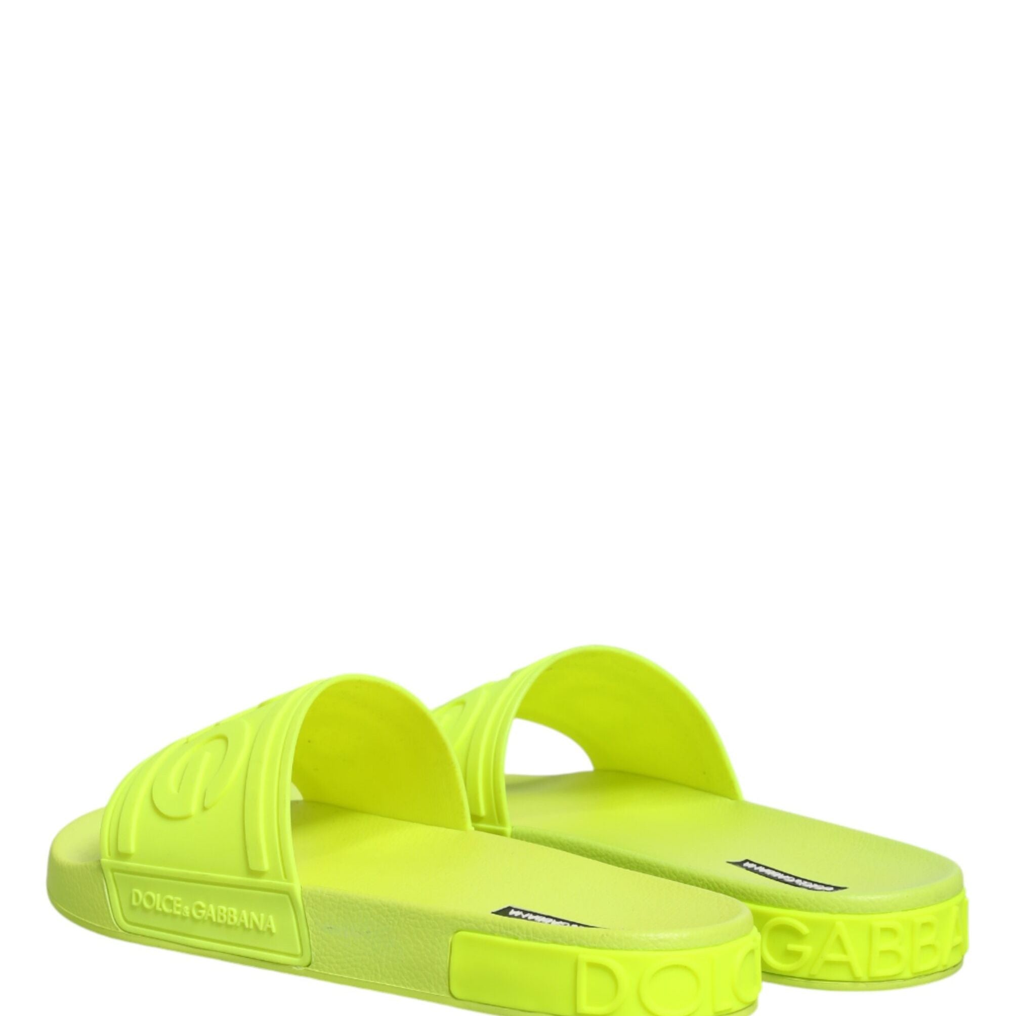 Dolce & Gabbana Green Rubber Slides Sandals Beachwear Shoes