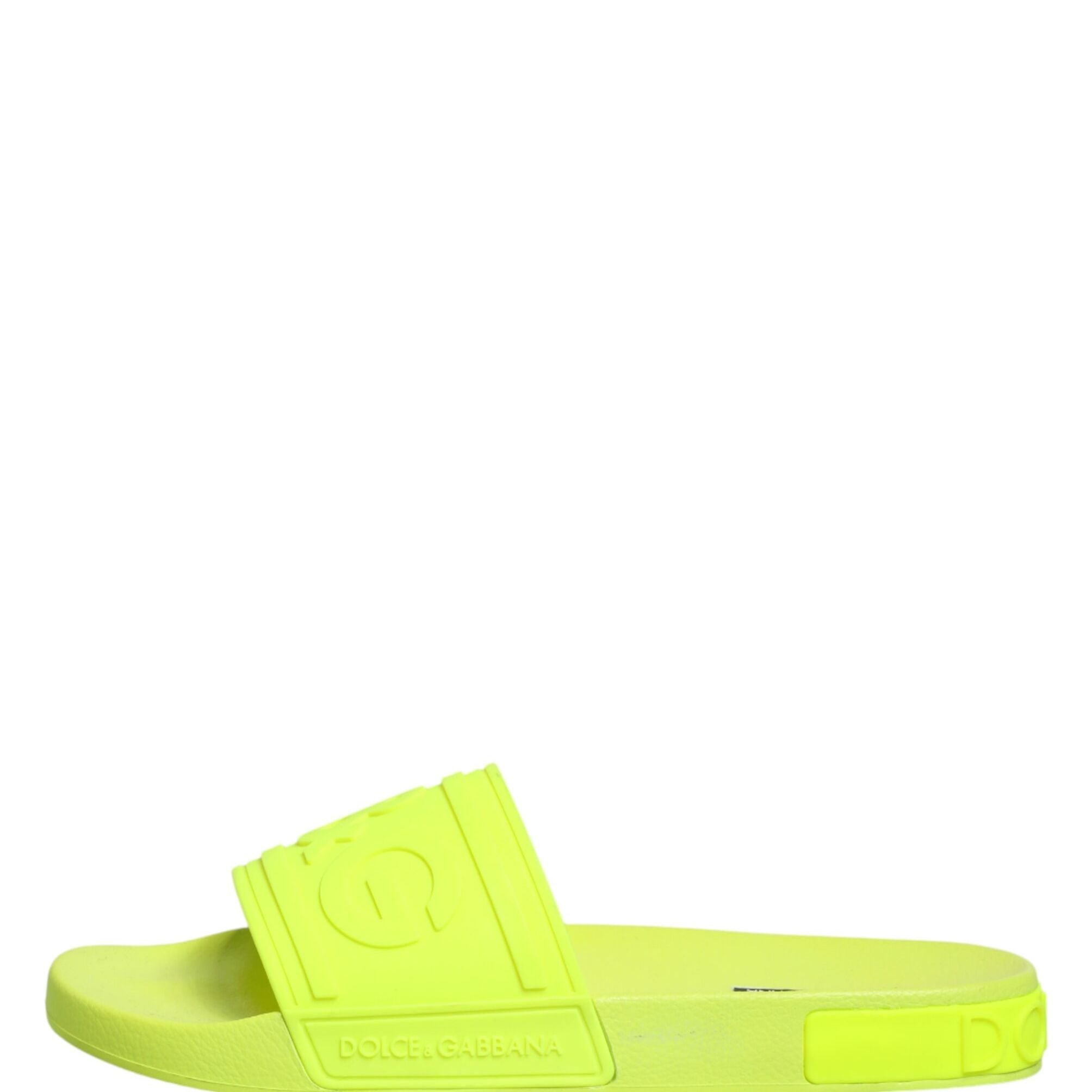 Dolce & Gabbana Green Rubber Slides Sandals Beachwear Shoes
