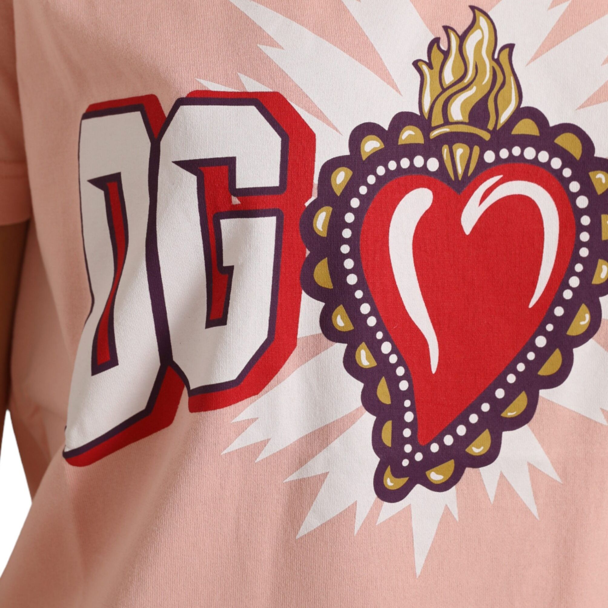 Dolce & Gabbana Pink Graphic Print Cotton Crew Neck T-shirt