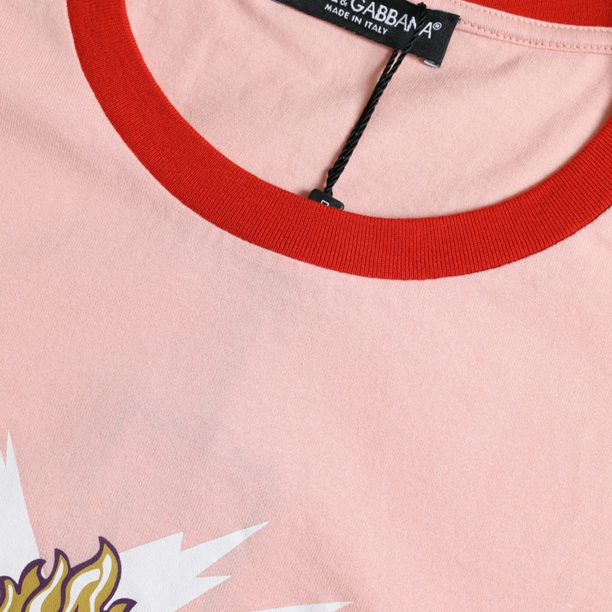Dolce & Gabbana Pink Graphic Print Cotton Crew Neck T-shirt