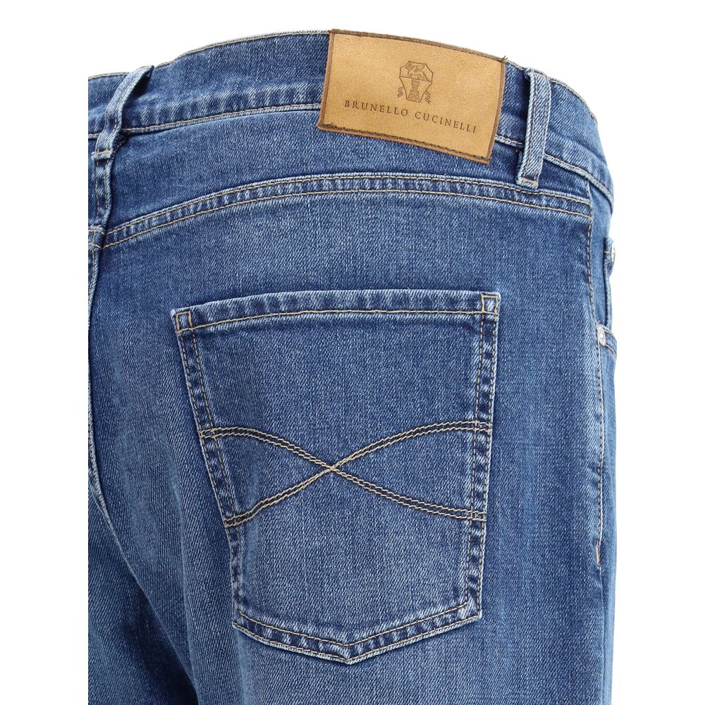 Brunello Cucinelli Blue Cotton Straight-Leg Jeans