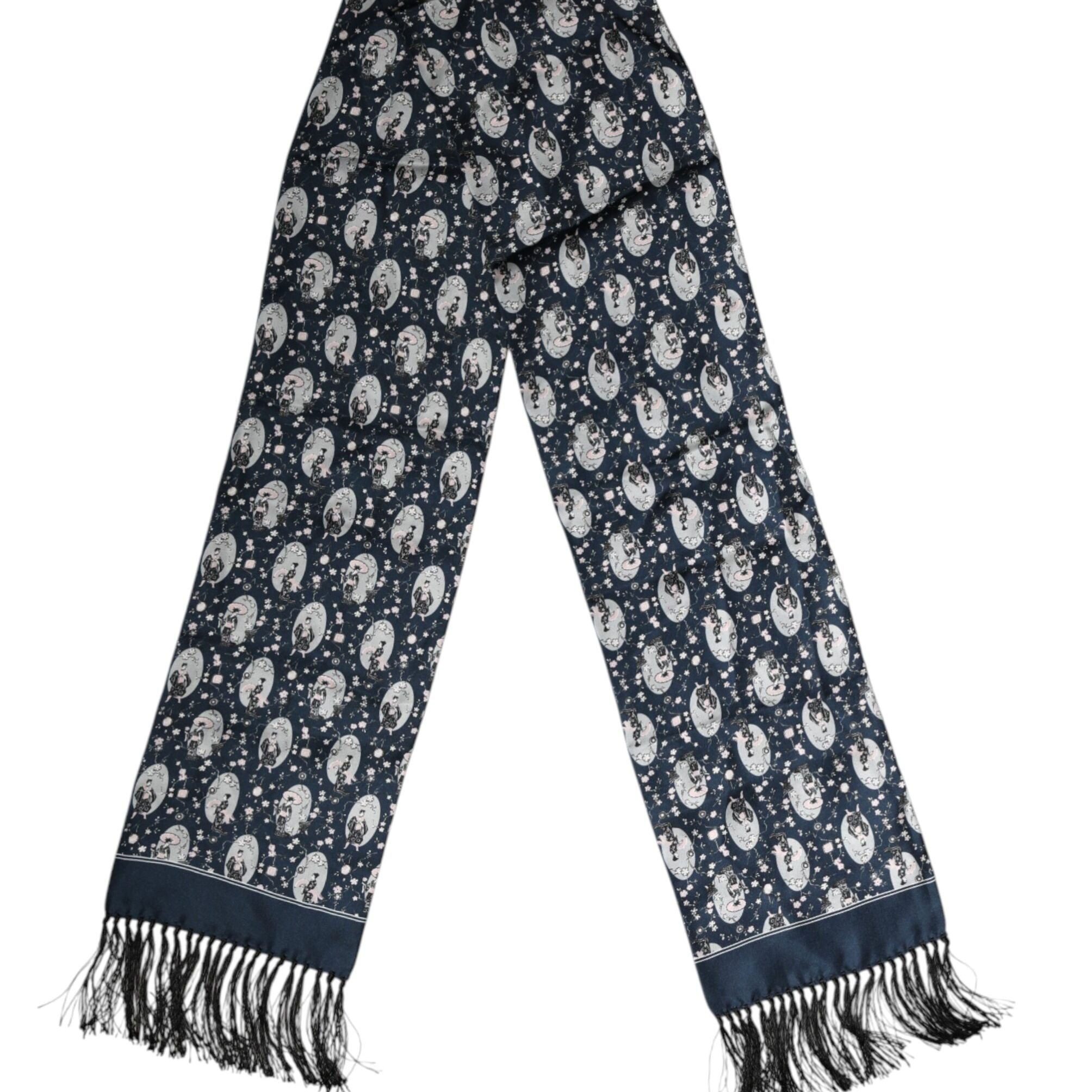 Dolce & Gabbana Navy Blue Silk Neck Wrap Shawl Men Scarf