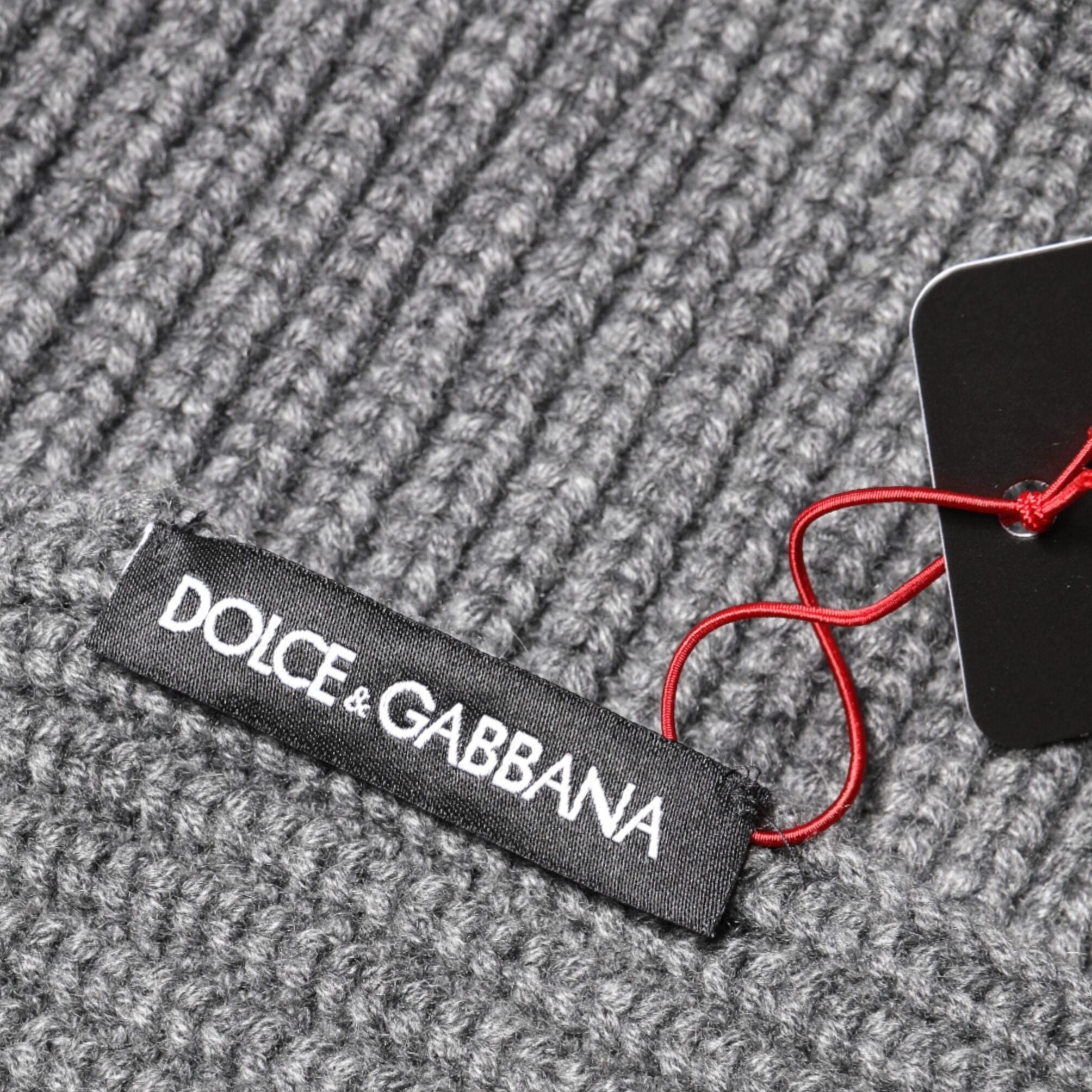 Dolce & Gabbana Gray Cashmere Knit Neck Wrap Shawl Scarf