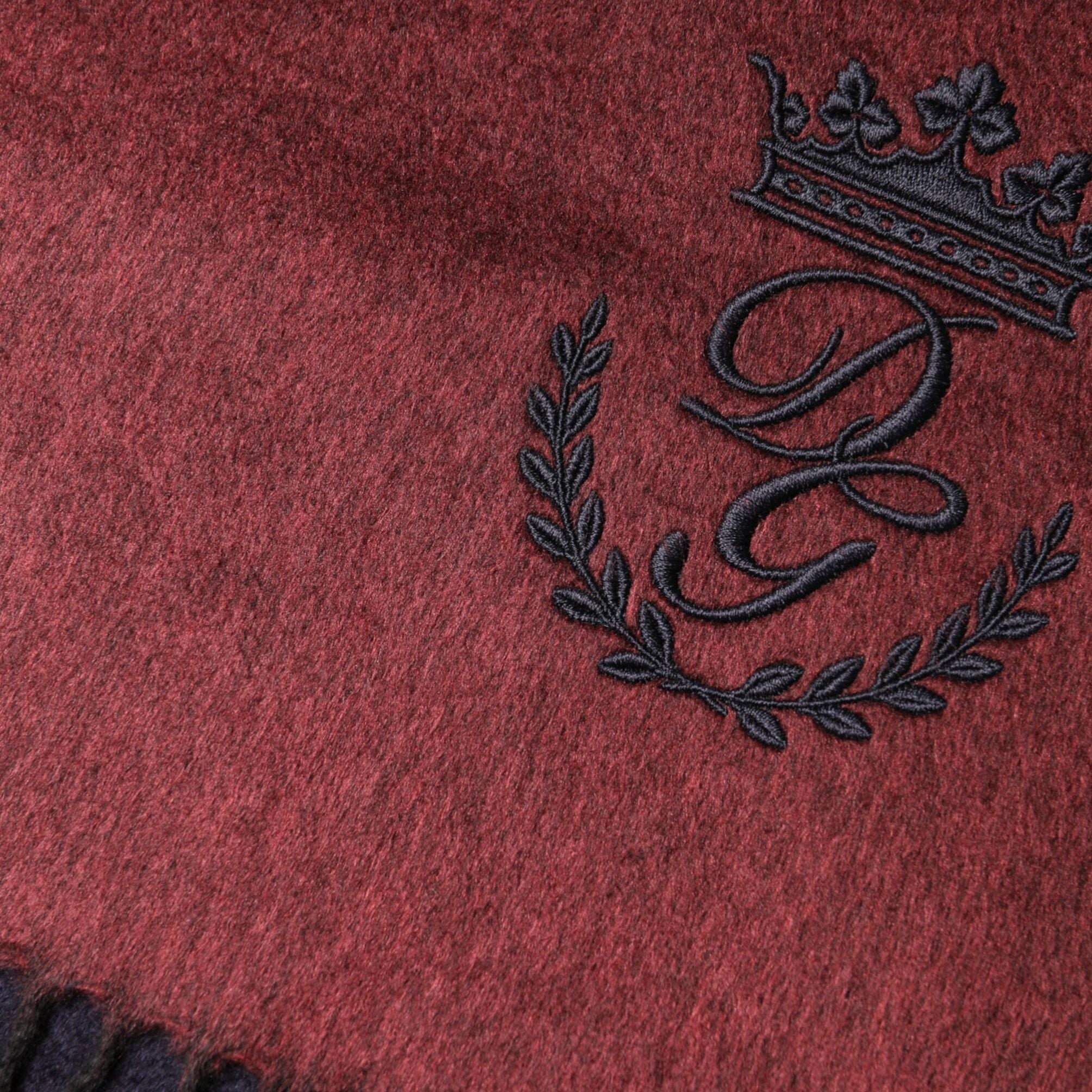 Dolce & Gabbana Maroon Silk Neck Wrap Shawl Fringes  Scarf