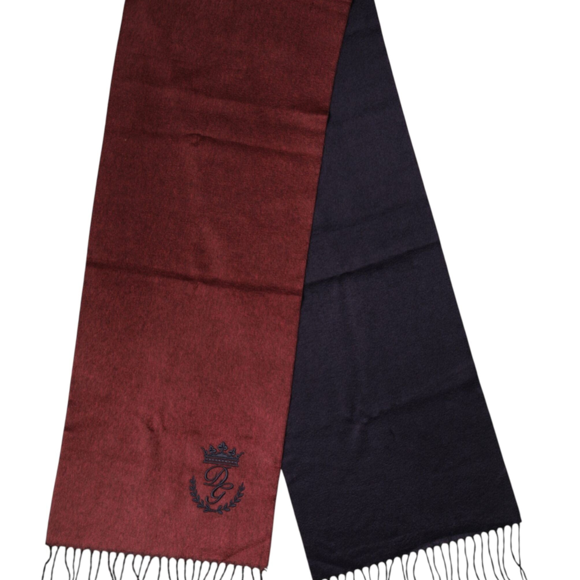Dolce & Gabbana Maroon Silk Neck Wrap Shawl Fringes  Scarf