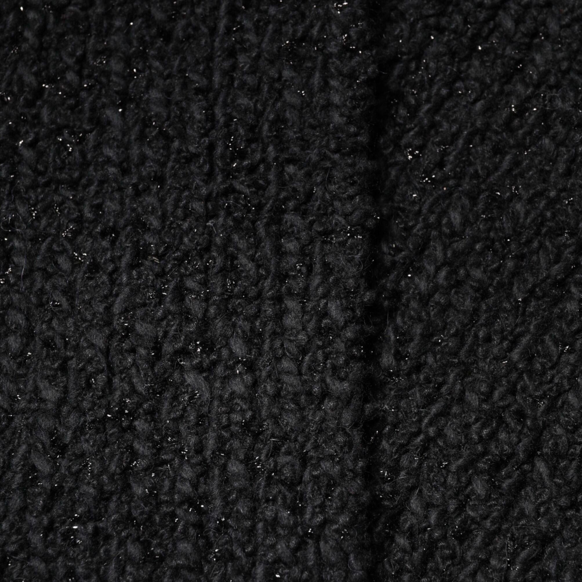 Dolce & Gabbana Black Cashmere Knit Shawl Fringes Scarf