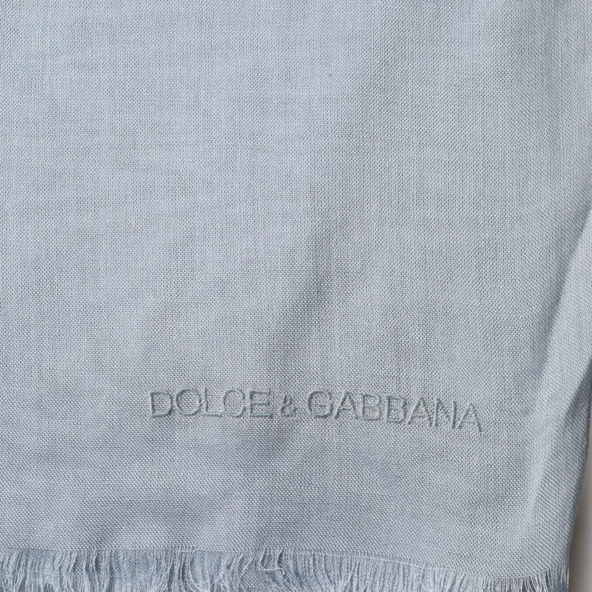 Dolce & Gabbana Light Blue Cashmere Knitted Shawl