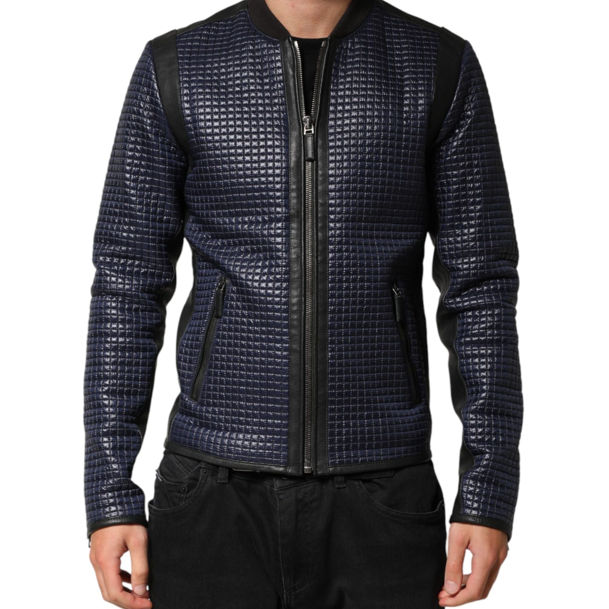 Dolce & Gabbana Blue Nylon Full Zip Bomber Men Jacket