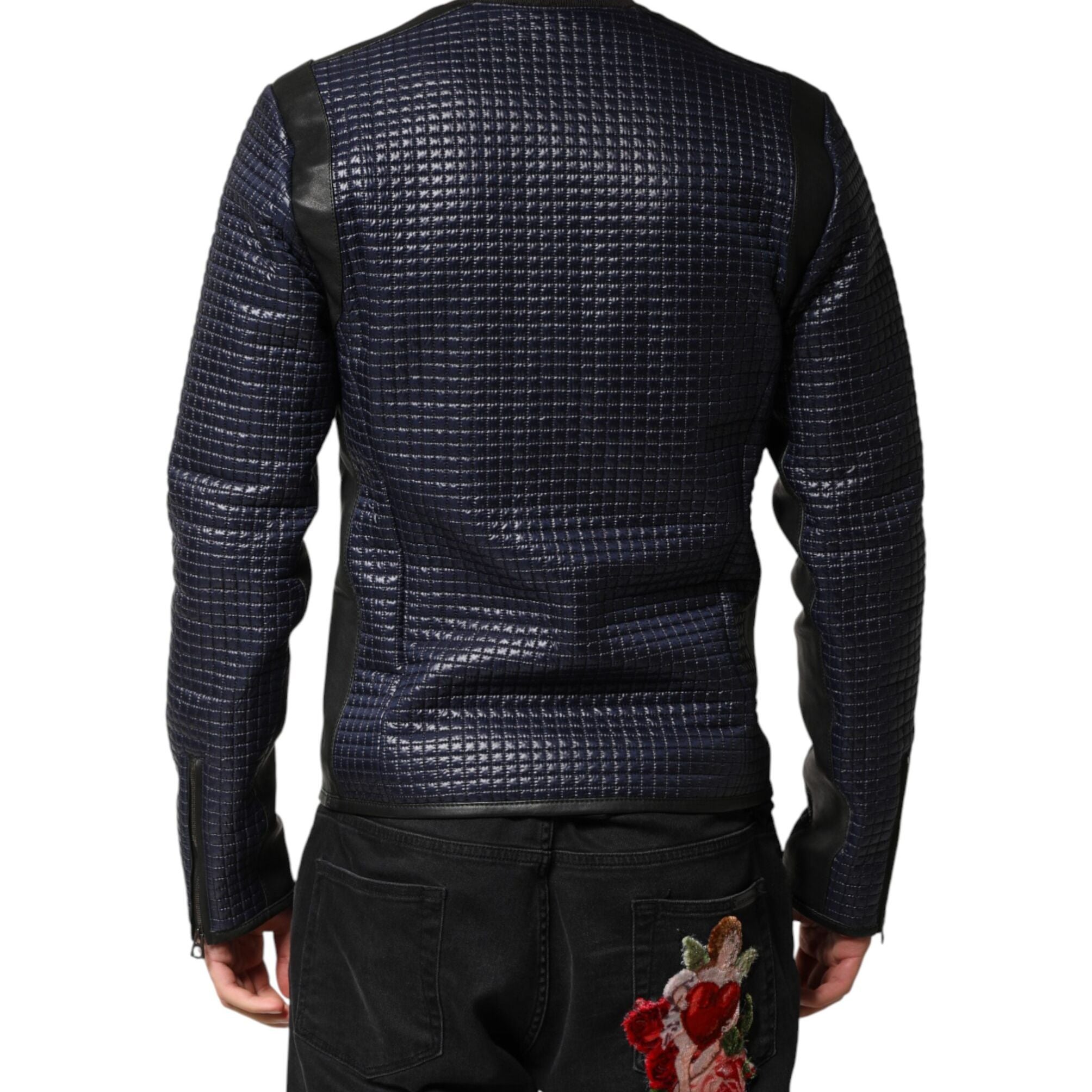 Dolce & Gabbana Blue Nylon Full Zip Bomber Men Jacket