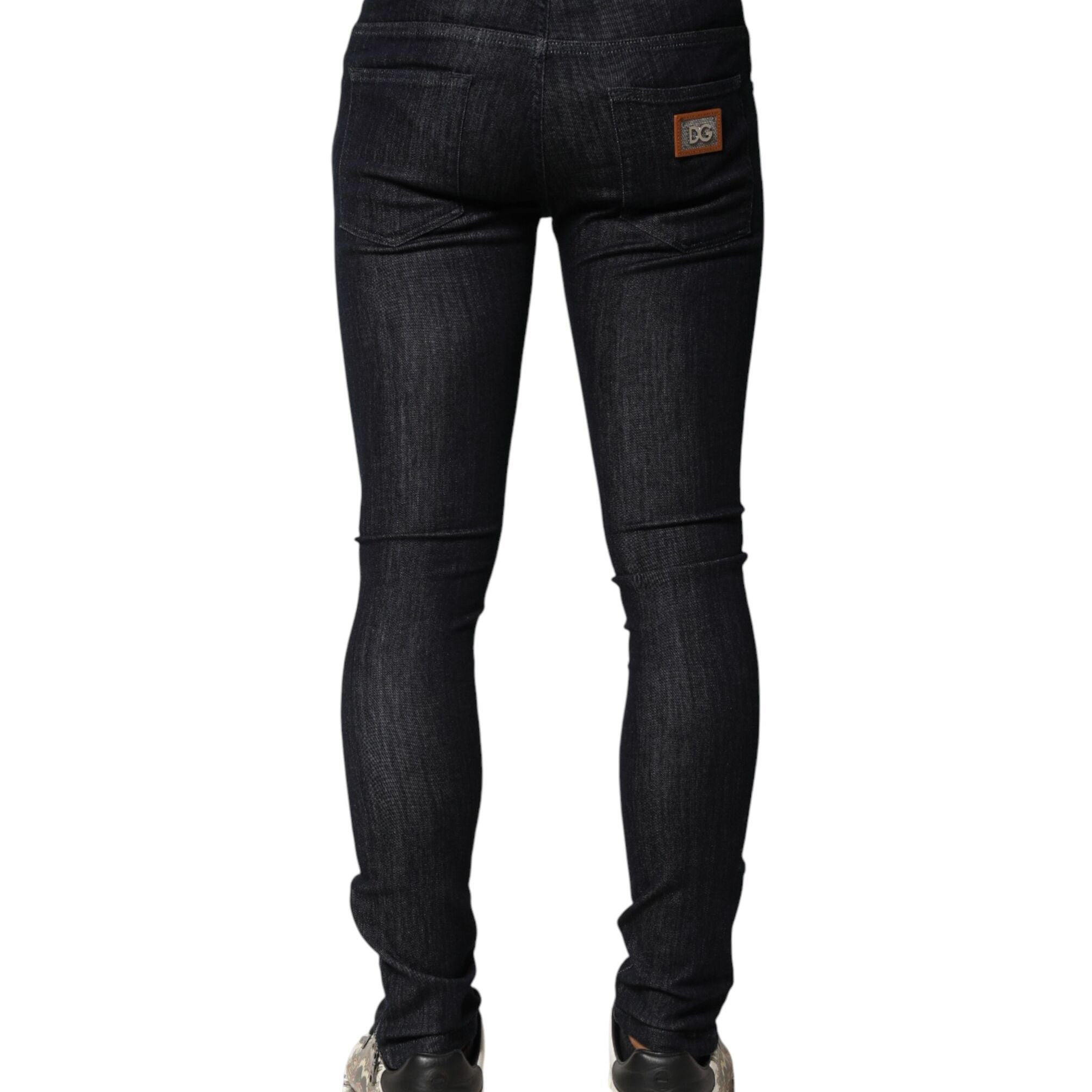 Dolce & Gabbana Black Cotton Stretch Skinny Denim Men Jeans