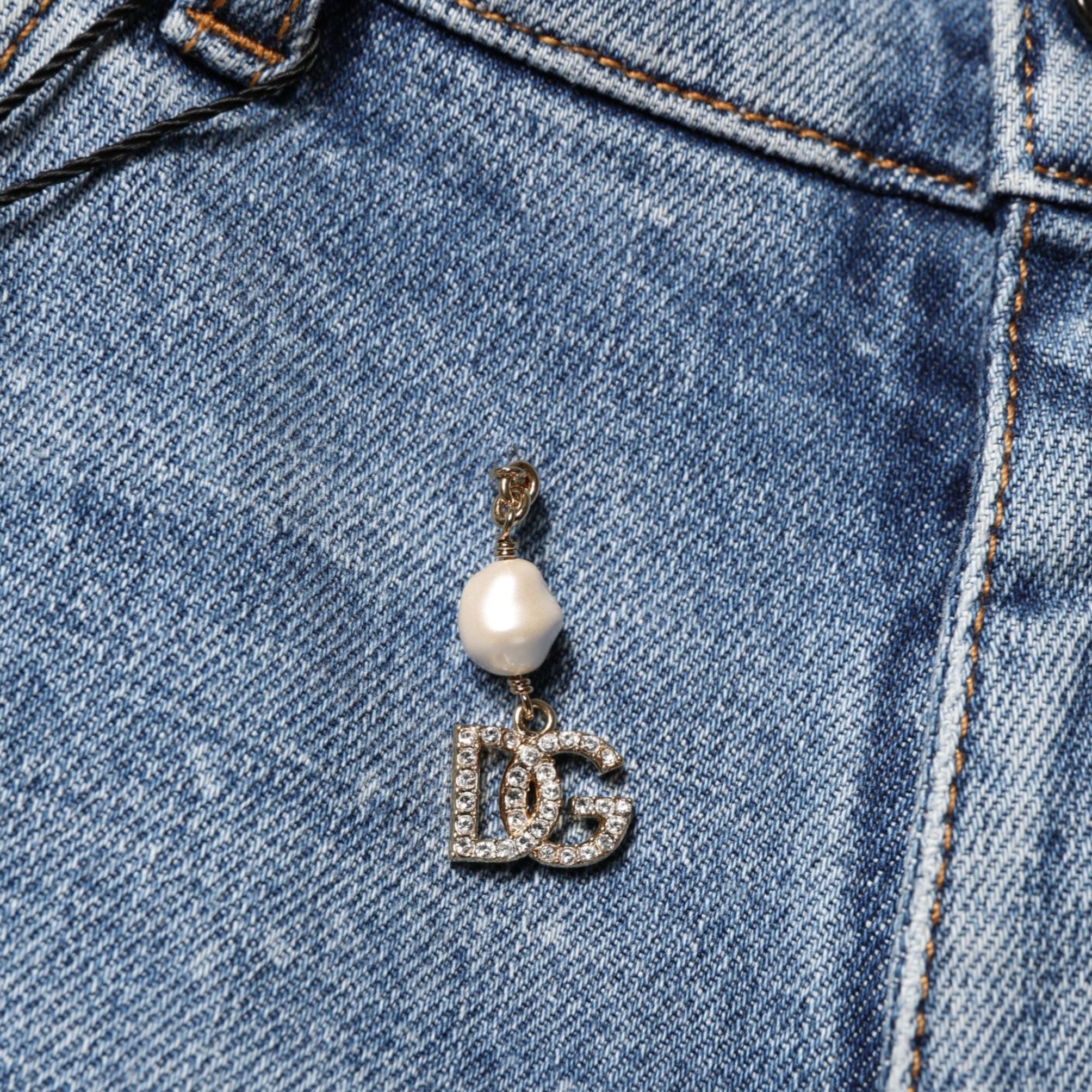 Dolce & Gabbana Blue Embellished Cotton Skinny Denim Jeans
