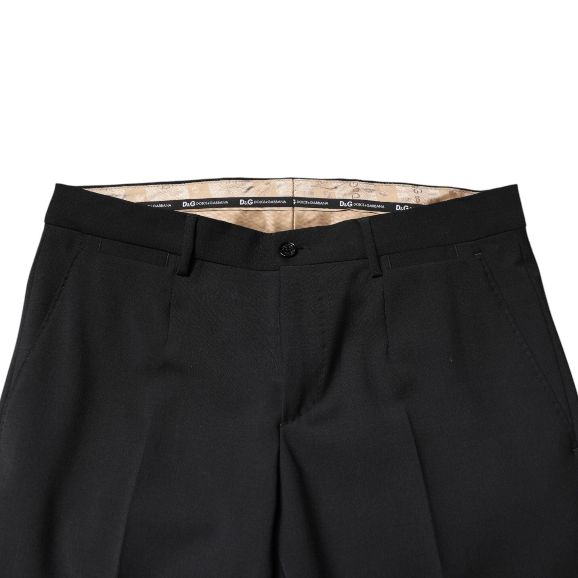 Dolce & Gabbana Black Wool Formal Dress Men Trouser Pants