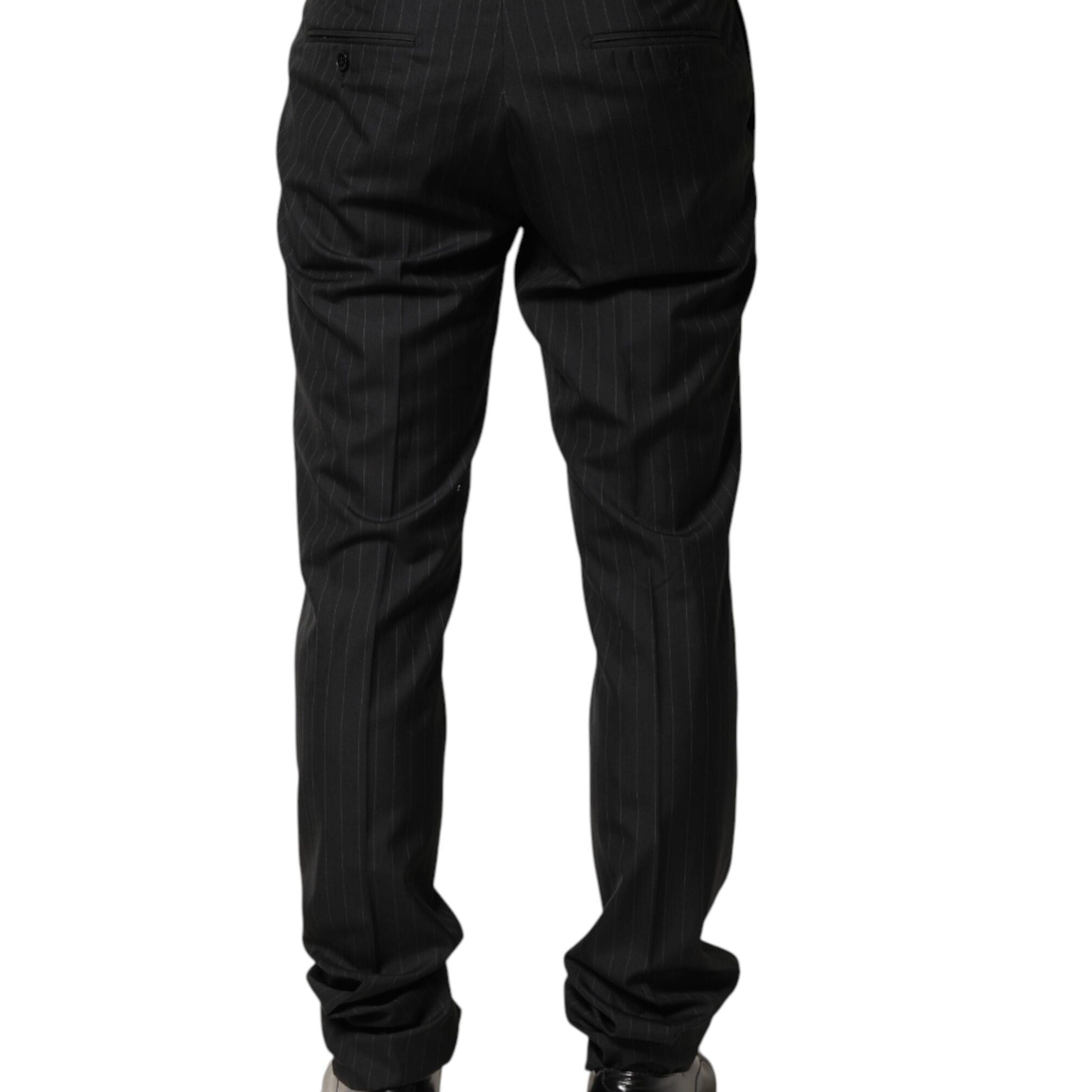 Dolce & Gabbana Black Stripes Wool Men Dress Trousers Pants