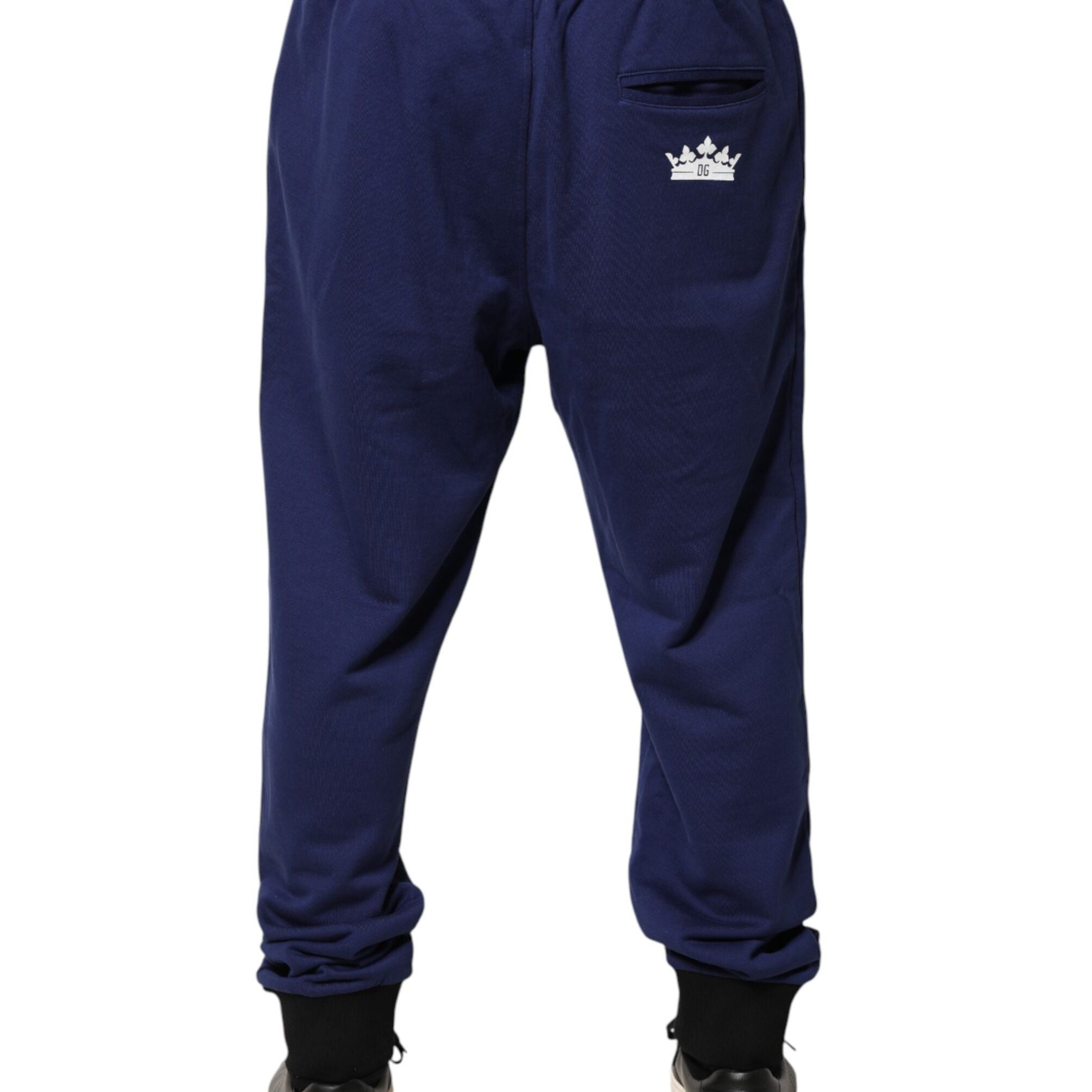 Dolce & Gabbana Blue Cotton Mid Waist Jogger Trousers Pants