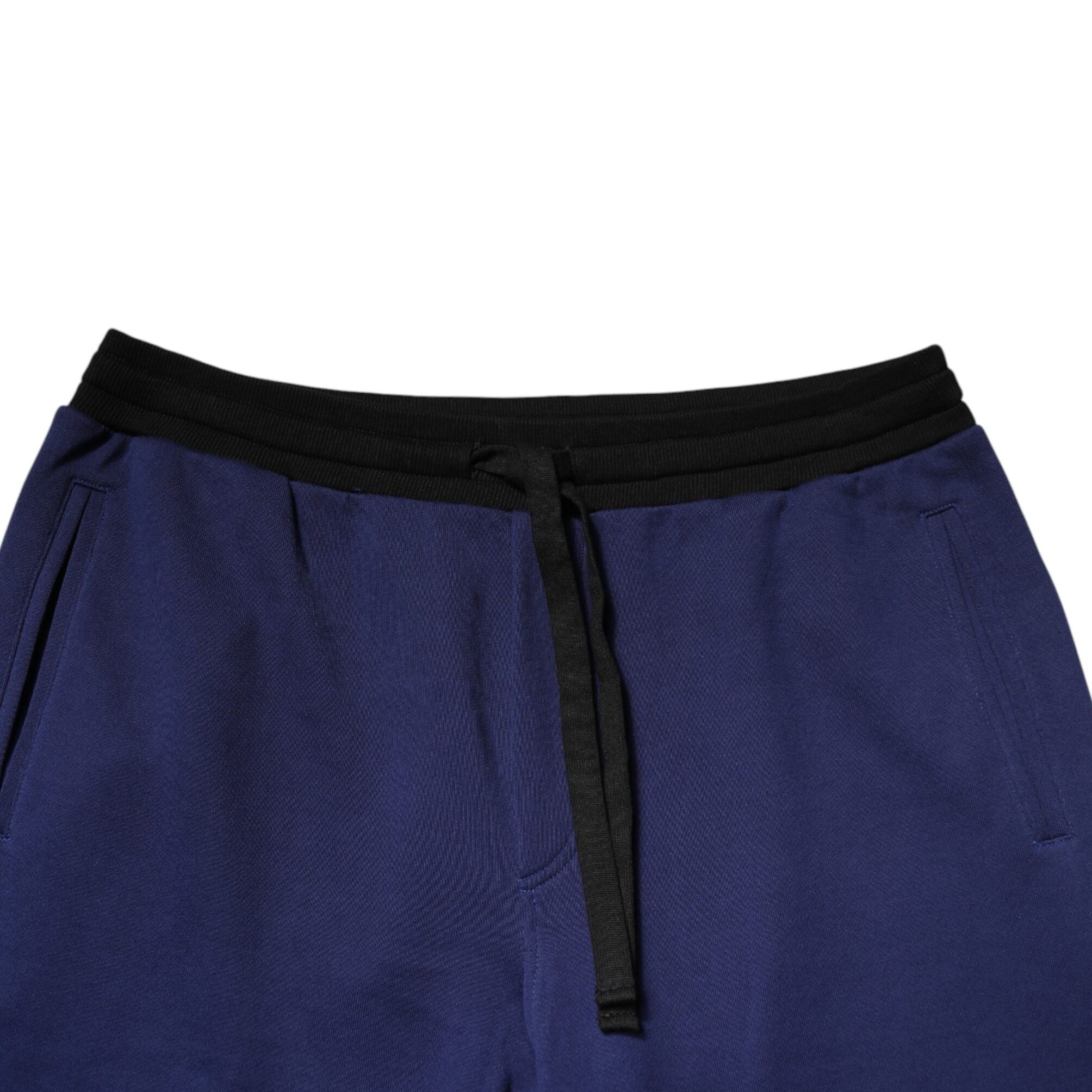 Dolce & Gabbana Blue Cotton Mid Waist Jogger Trousers Pants
