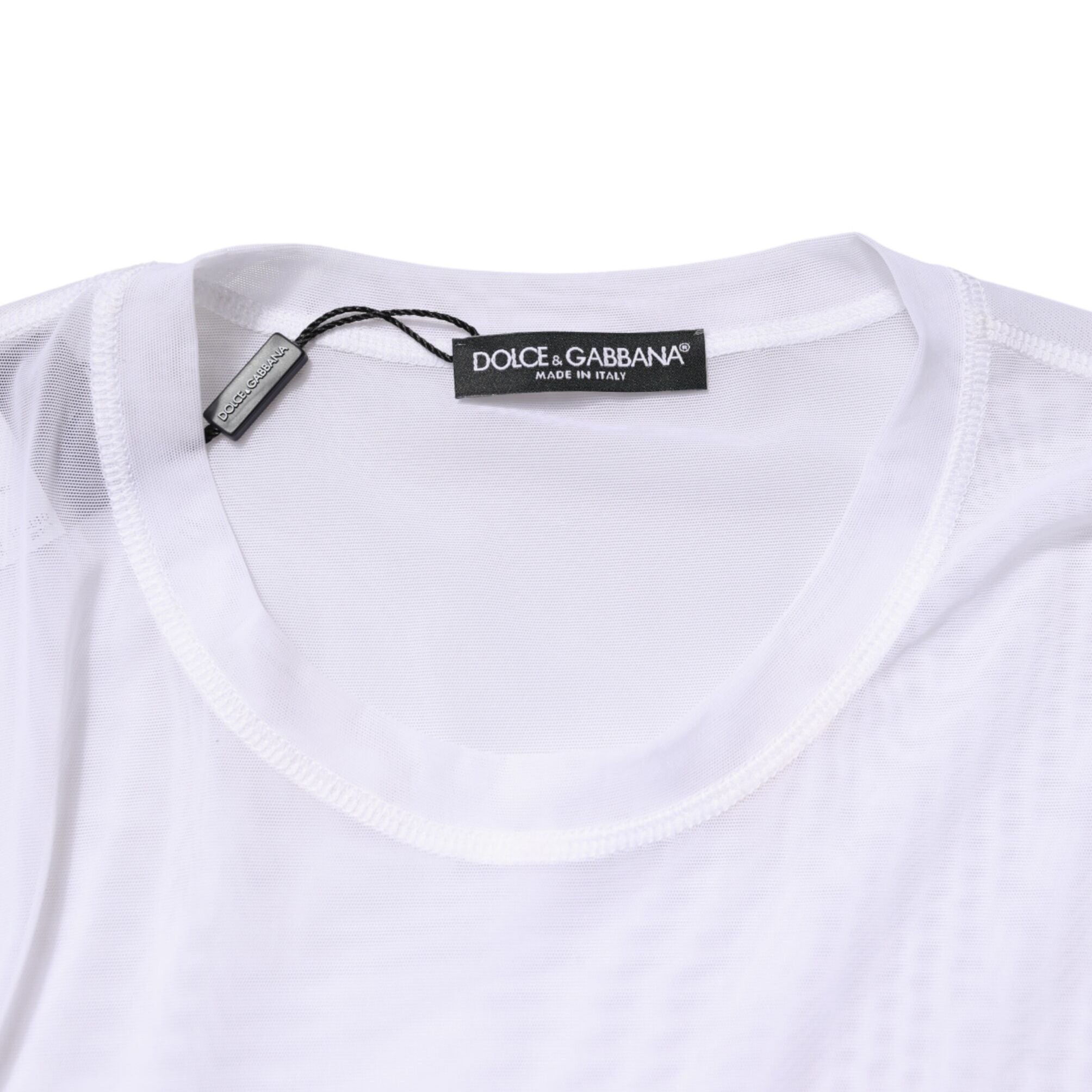 Dolce & Gabbana White Nylon Long Sleeves Crewneck T-Shirt