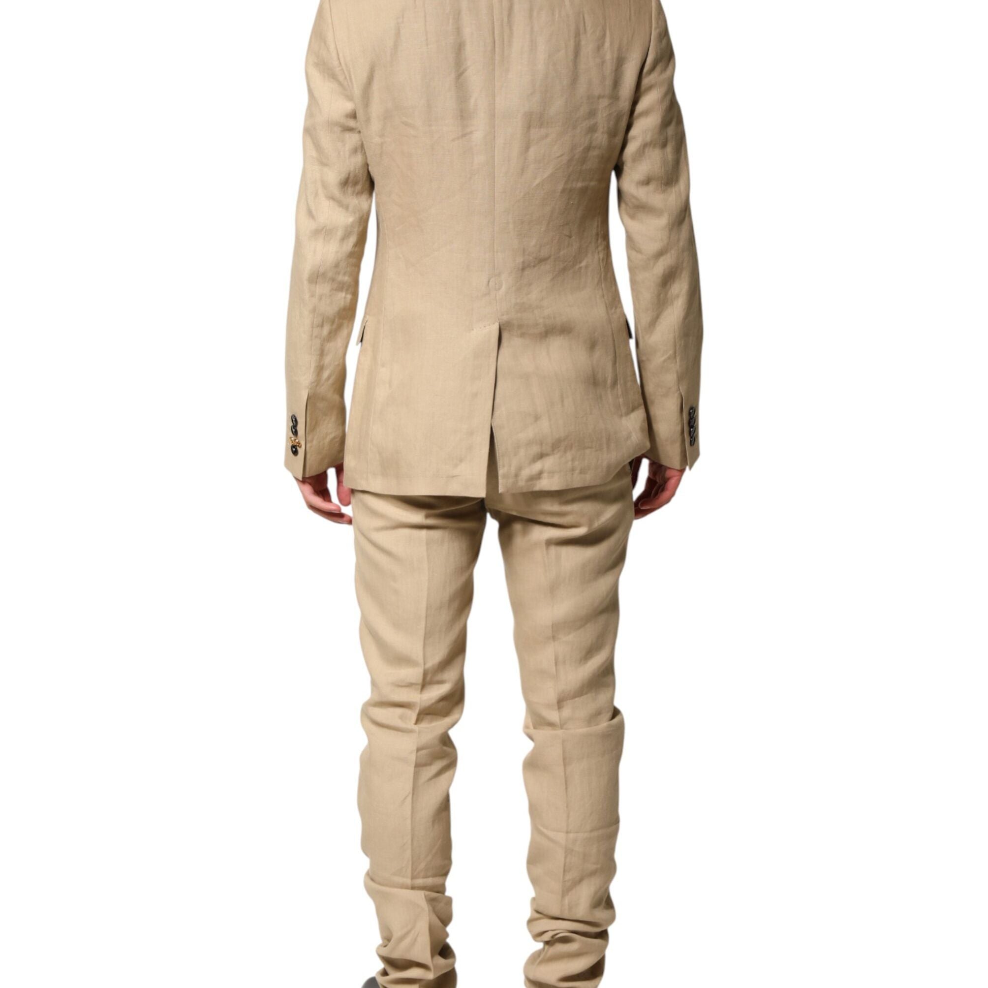 Dolce & Gabbana Beige Linen Single Breasted 2 Piece Suit