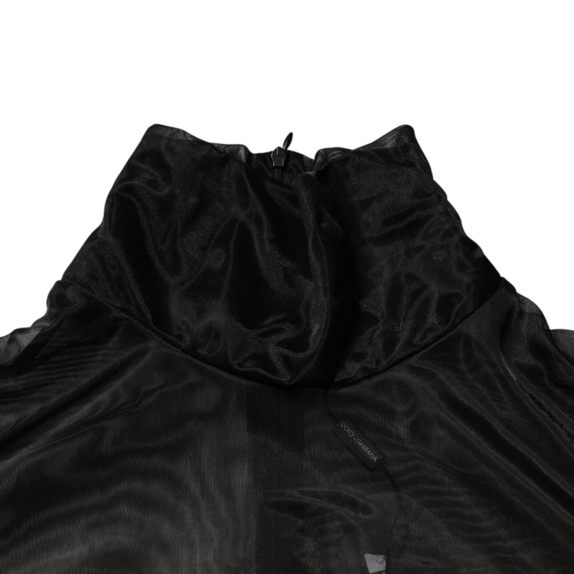 Dolce & Gabbana Black Sheer Long Sleeves Turtleneck Top