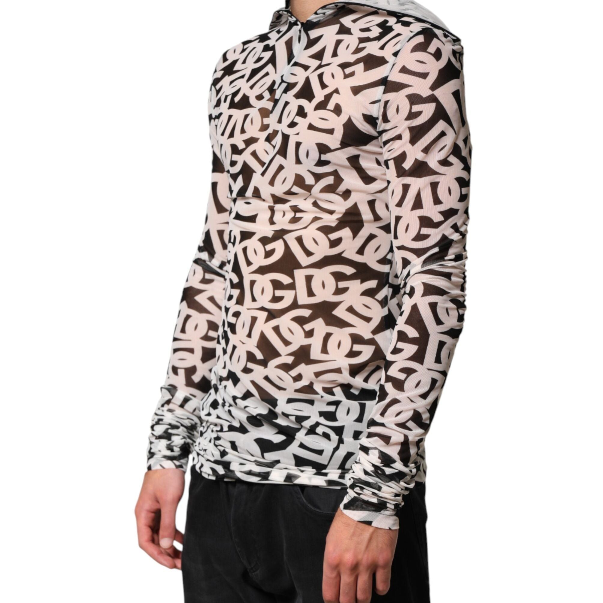 Dolce & Gabbana White DG Logo Long Sleeves Turtleneck Top