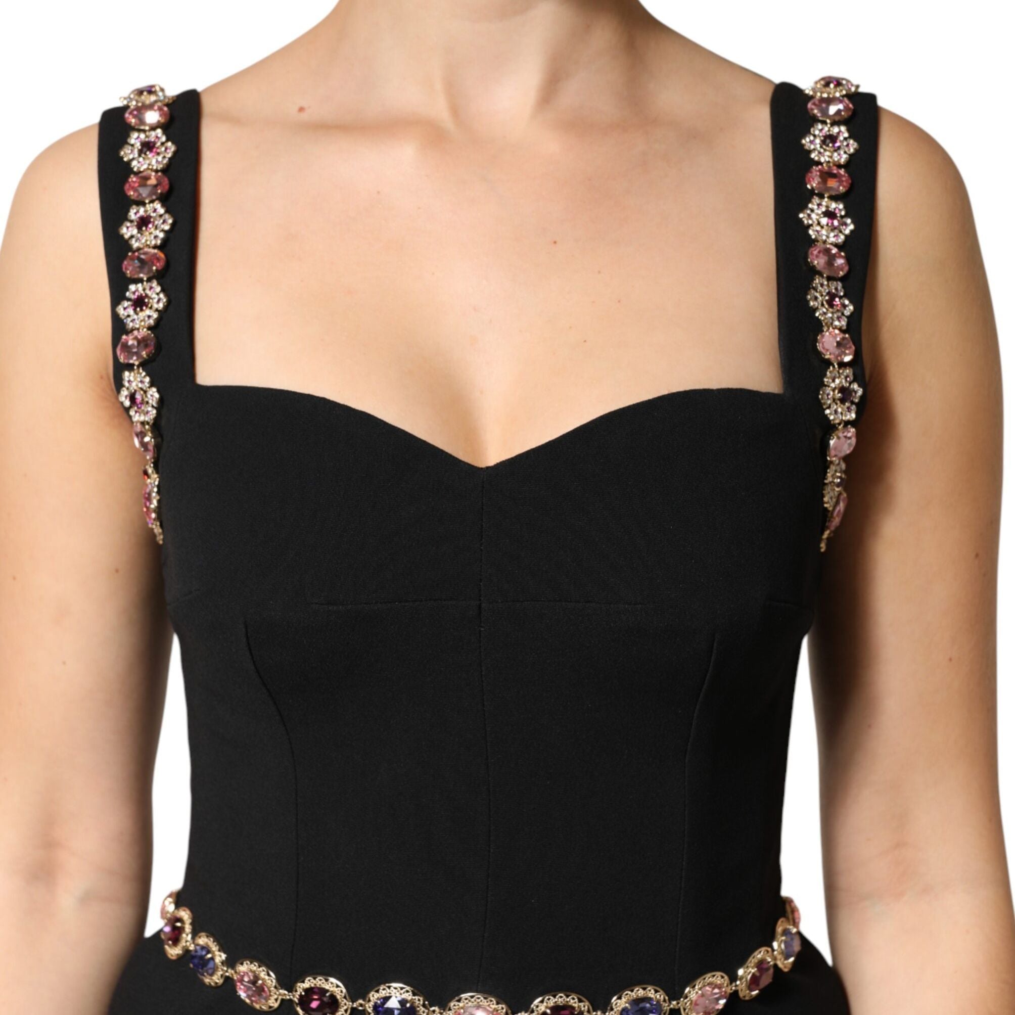 Dolce & Gabbana Black Embellished Sheath MermaidGown Dress