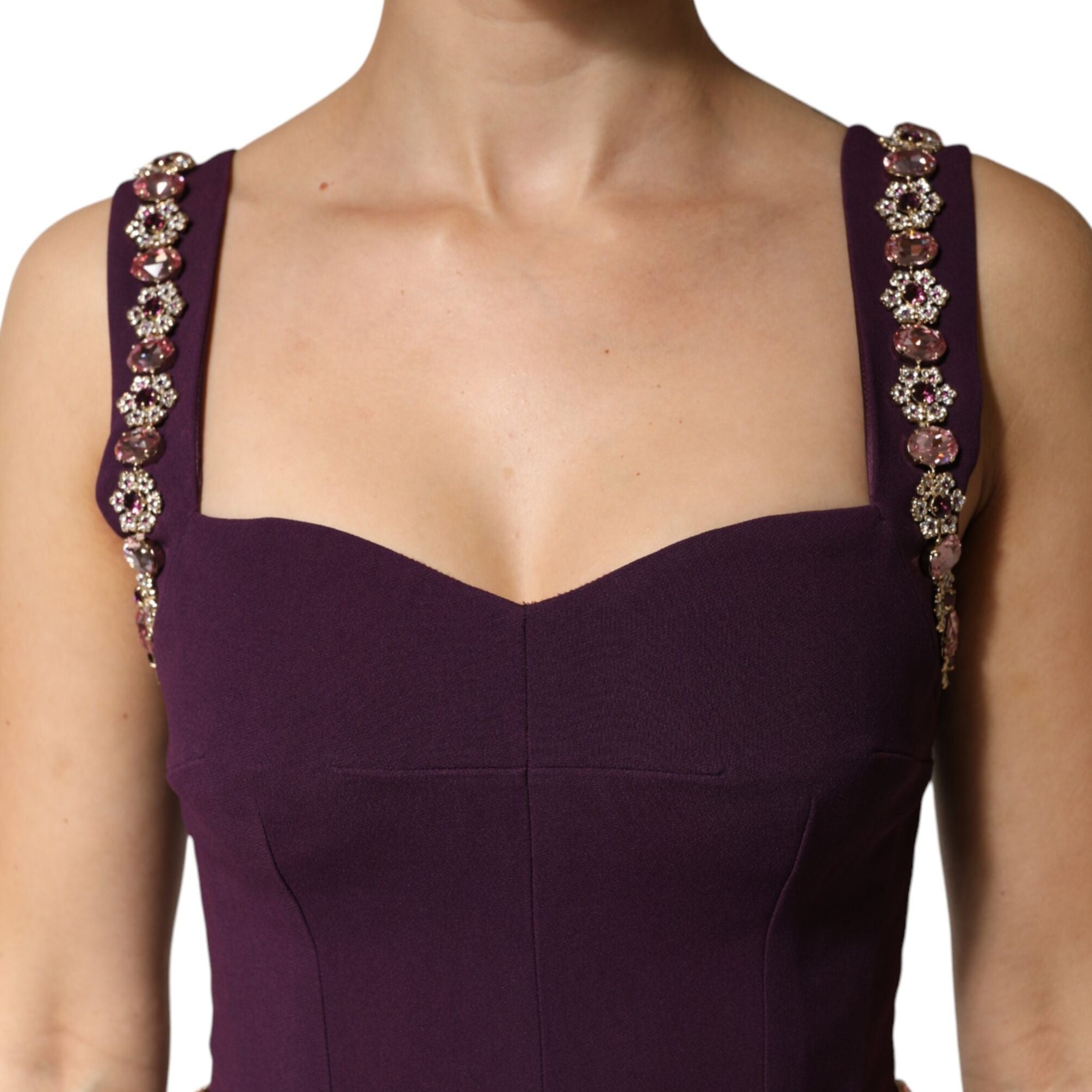 Dolce & Gabbana Violet Embellished Sheath Mermaid Gown Dress