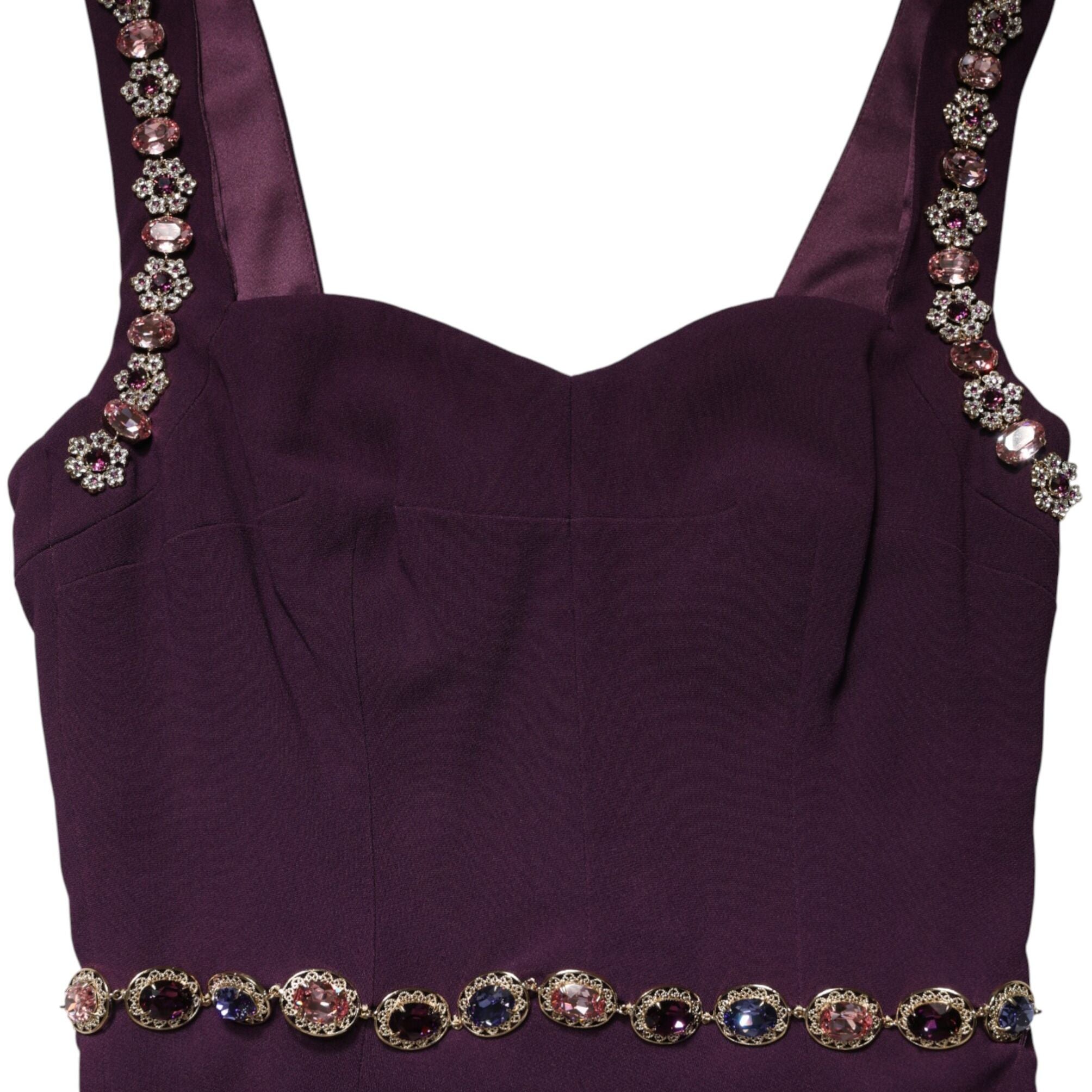 Dolce & Gabbana Violet Embellished Sheath Mermaid Gown Dress