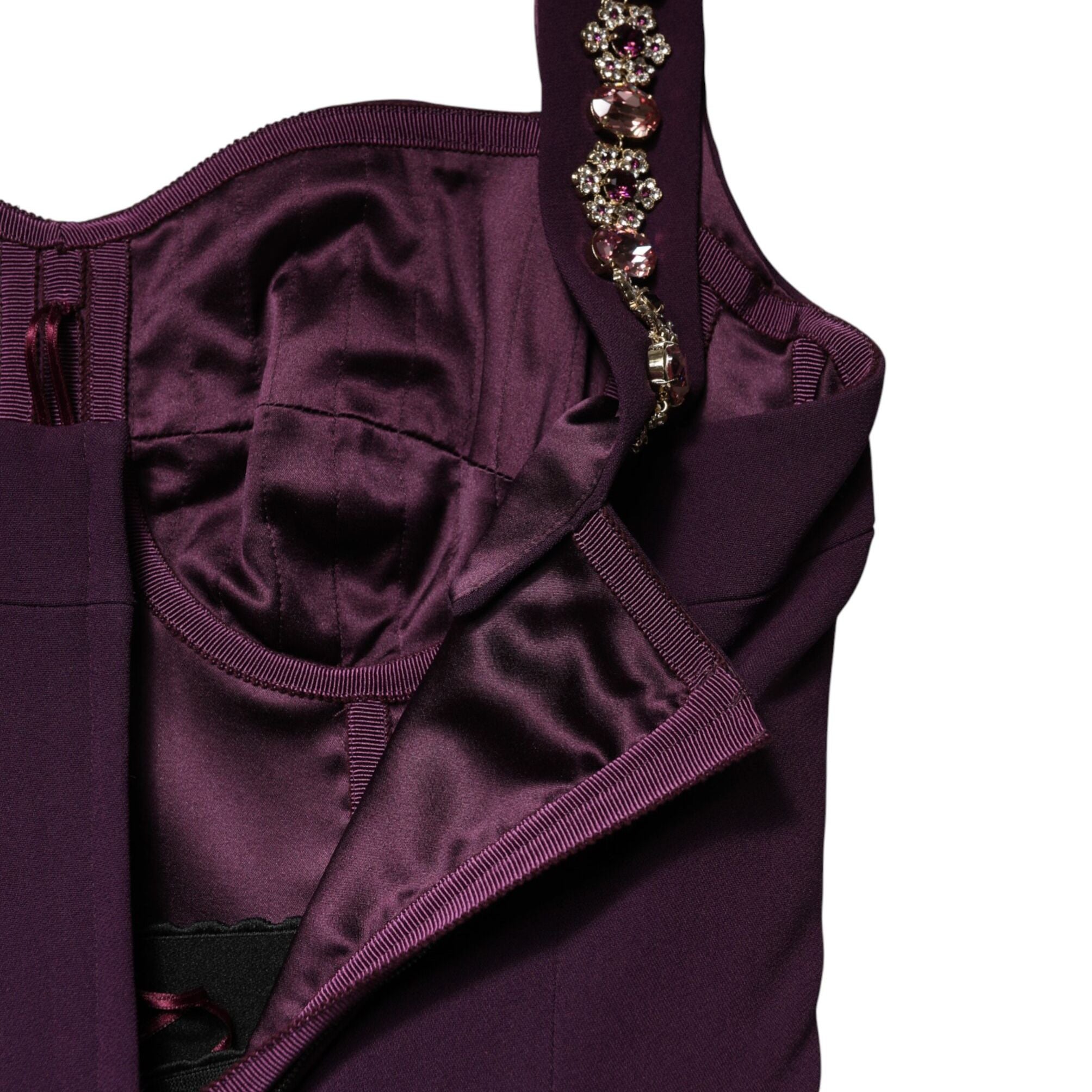 Dolce & Gabbana Violet Embellished Sheath Mermaid Gown Dress