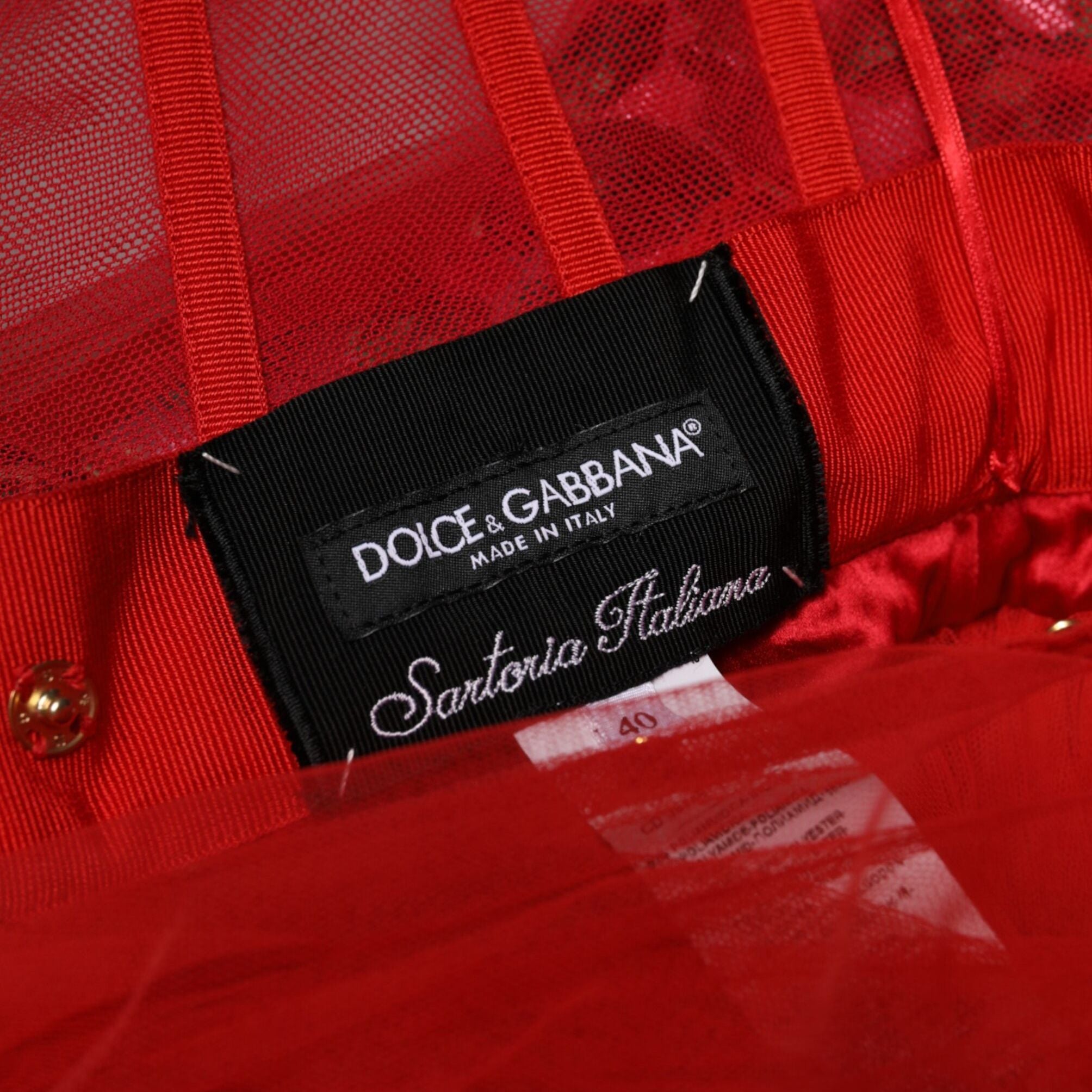 Dolce & Gabbana Red Floral Off Shoulder A-line Gown Dress