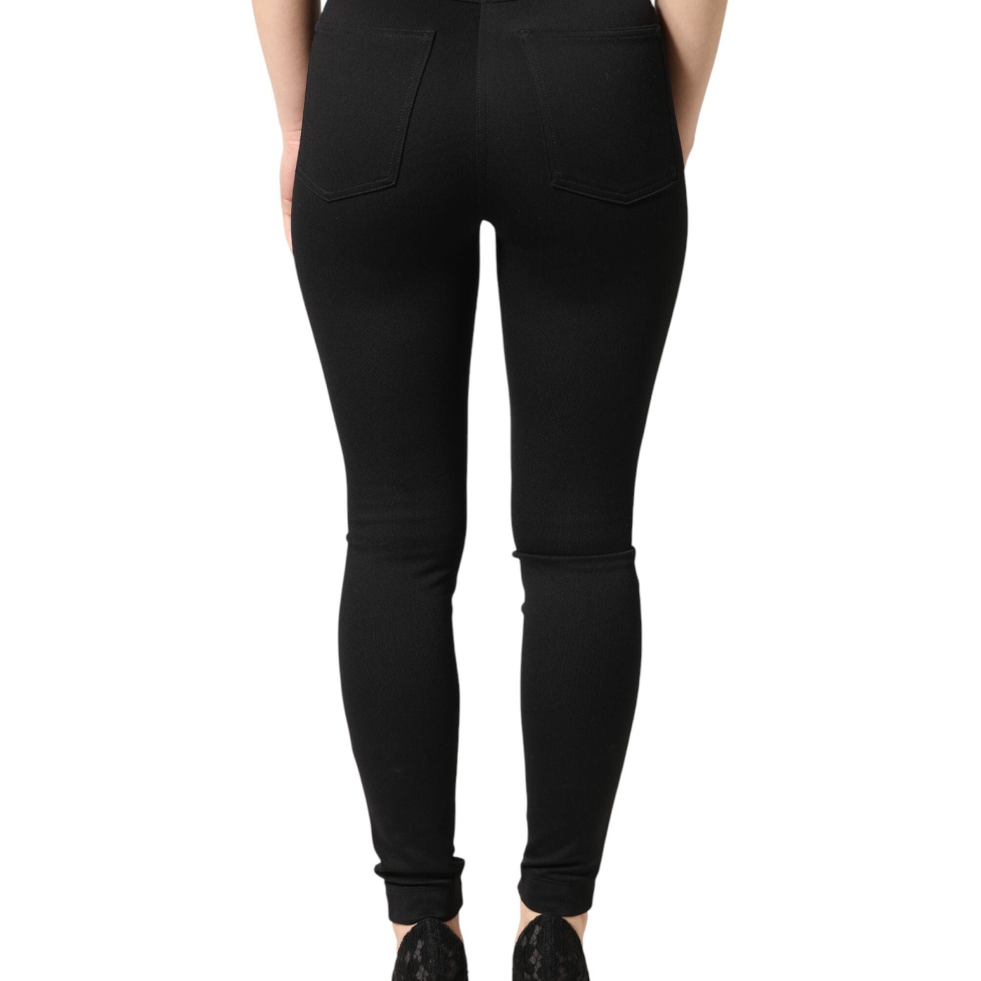 Dolce & Gabbana Black Nylon Stretch Skinny High Waist Pants