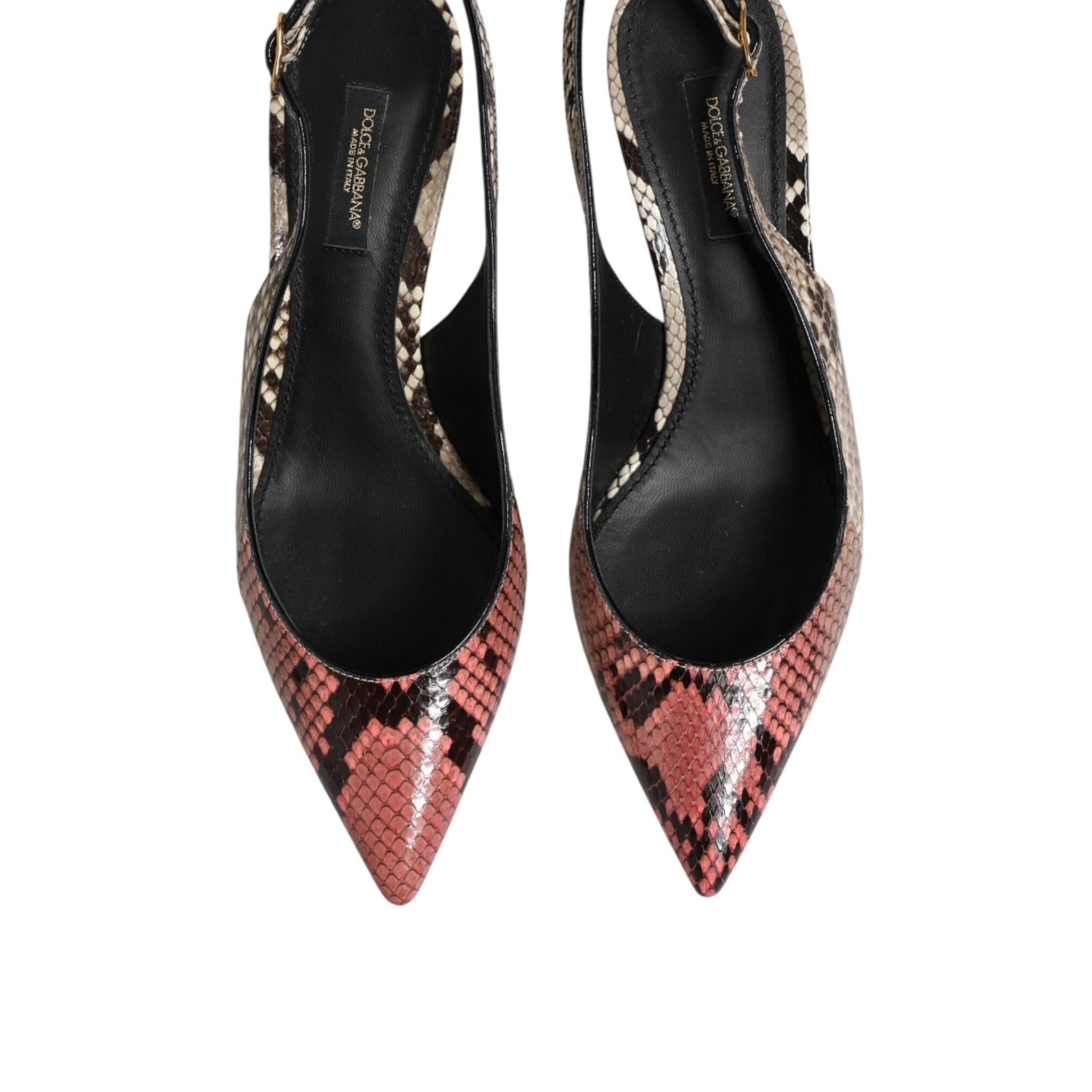 Dolce & Gabbana Multicolor Leather Heels Slingback Shoes