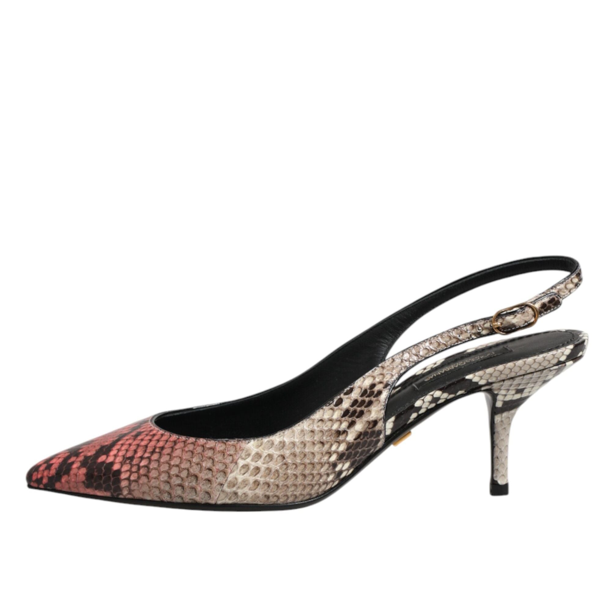 Dolce & Gabbana Multicolor Leather Heels Slingback Shoes