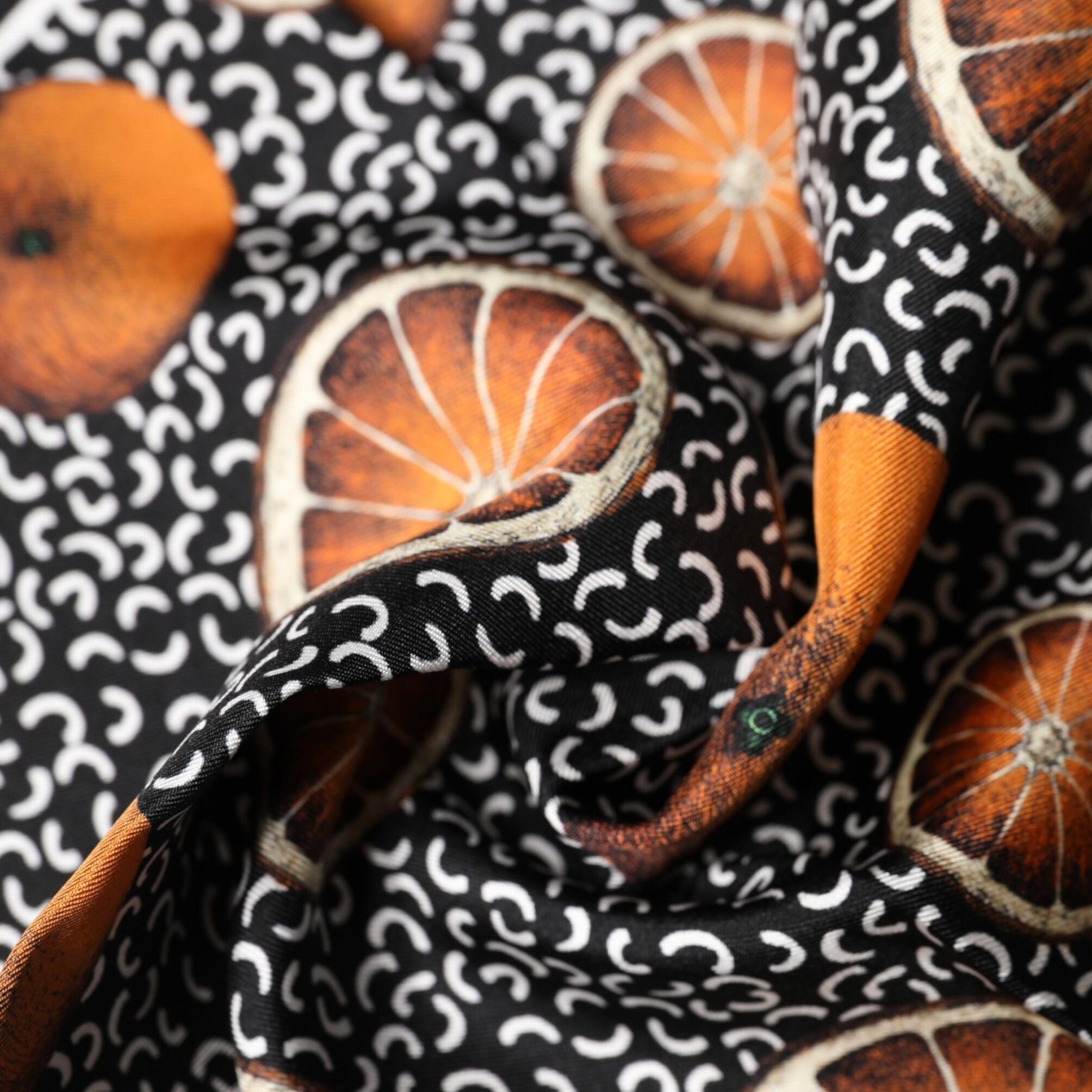 Dolce & Gabbana Black Orange Print Square Handkerchief Scarf