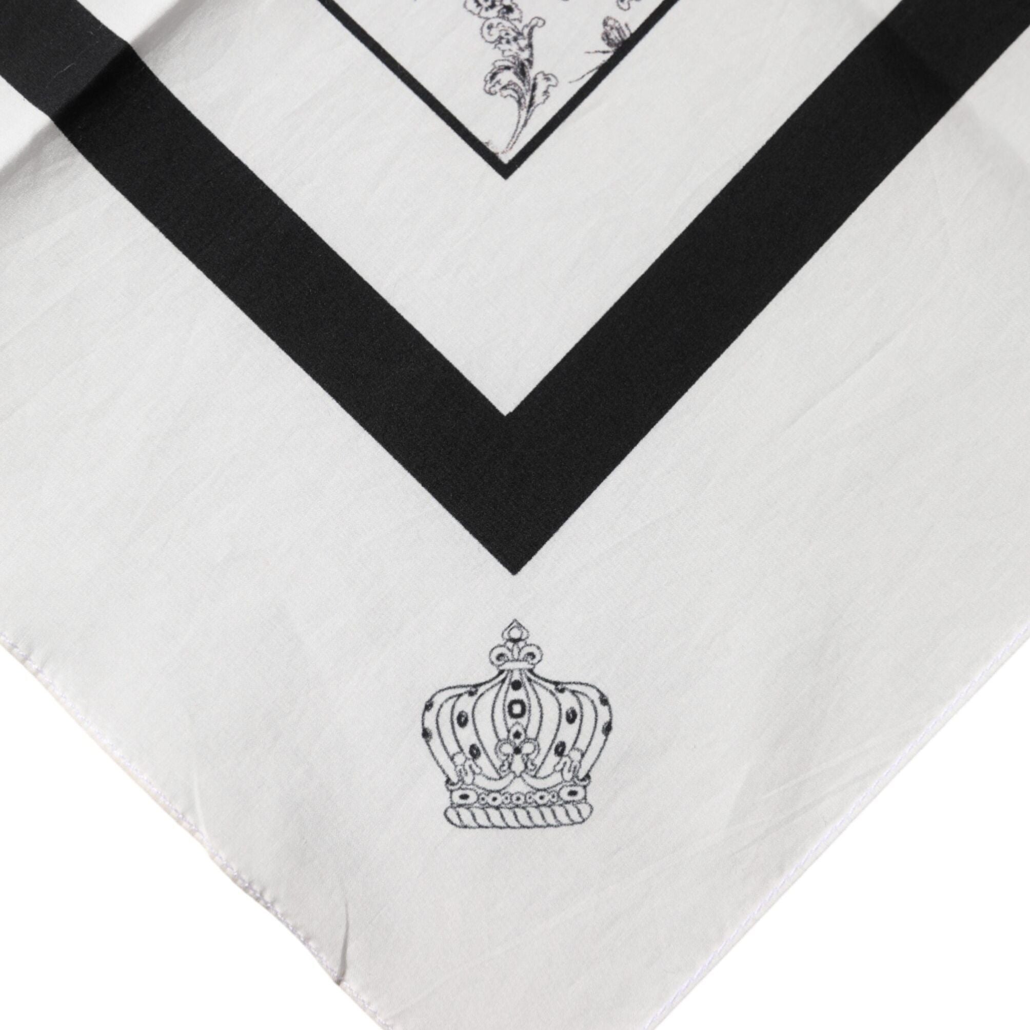 Dolce & Gabbana White Crown Cotton Men Square Foulard Scarf