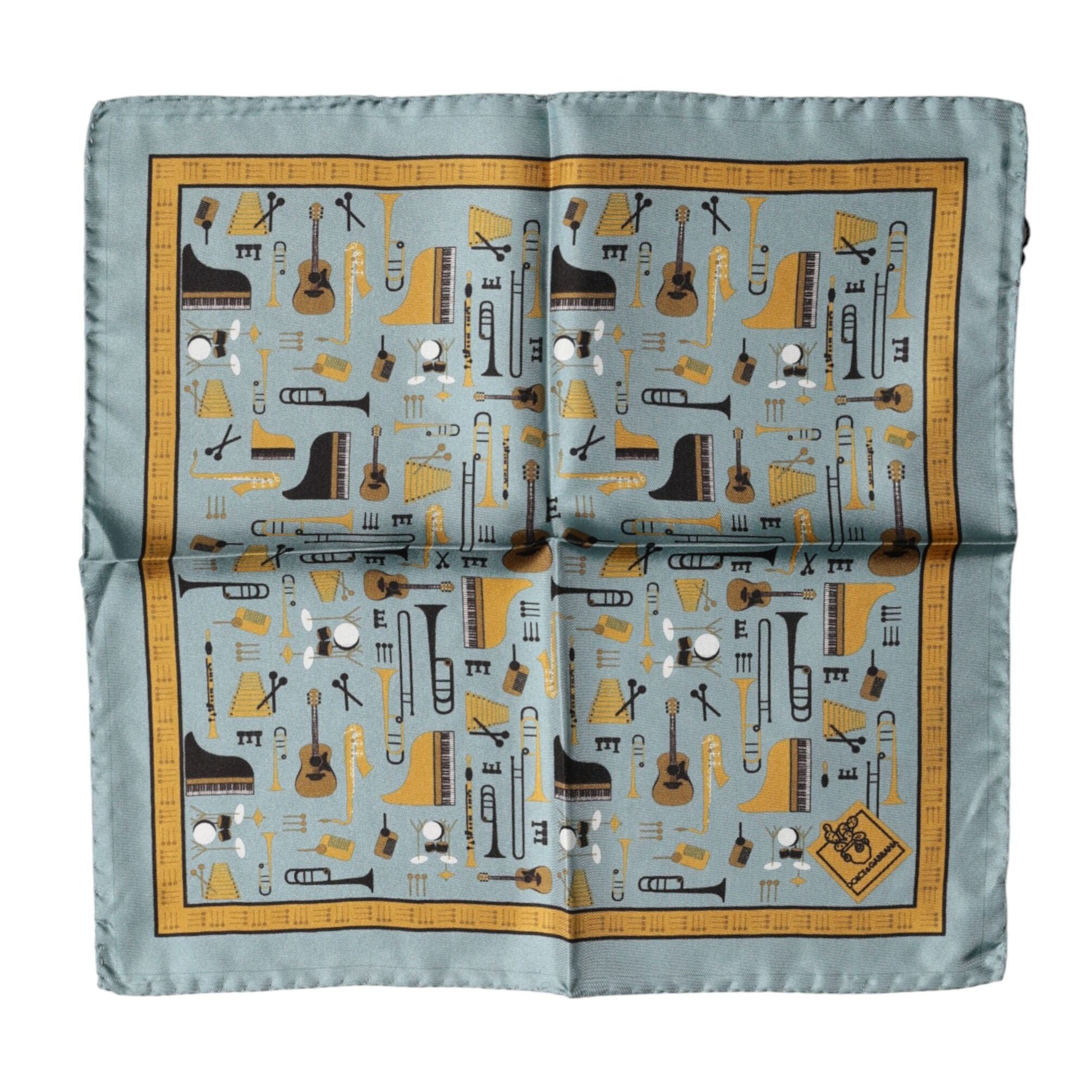 Dolce & Gabbana Blue Jazz Club Square Handkerchief Scarf