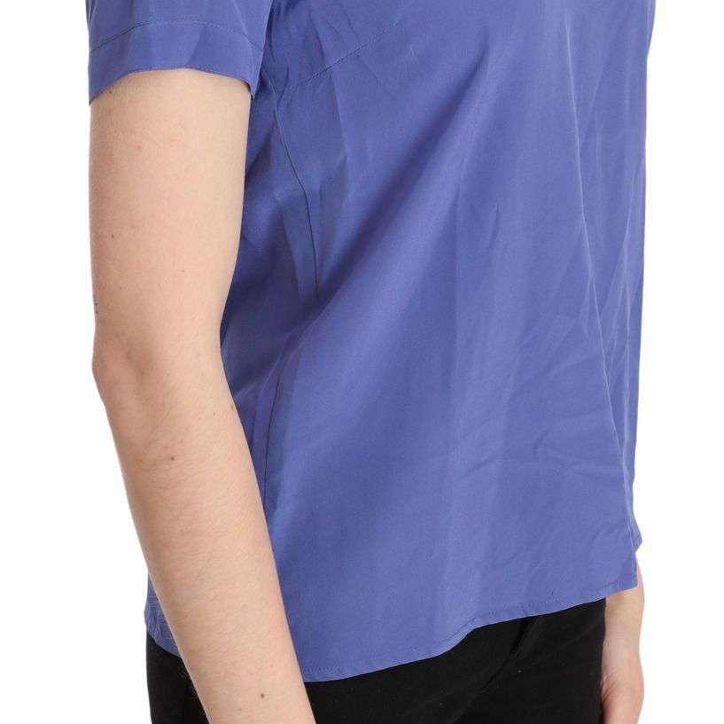 Patrizia Pepe Silk Purple Short Sleeve Casual Top Blouse